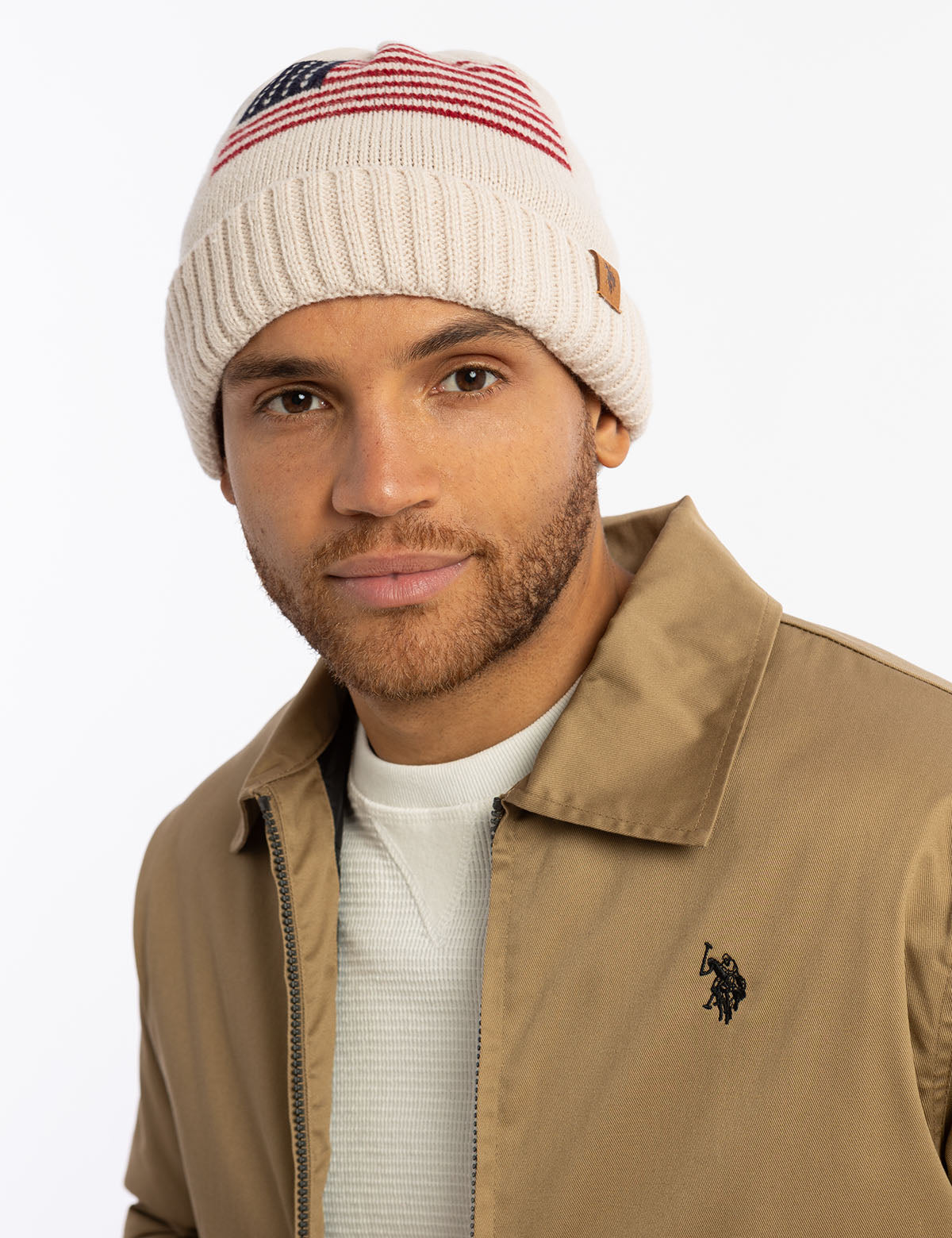 Americana Fleece Lined Beanie for Men - Flag Knit Winter Hat