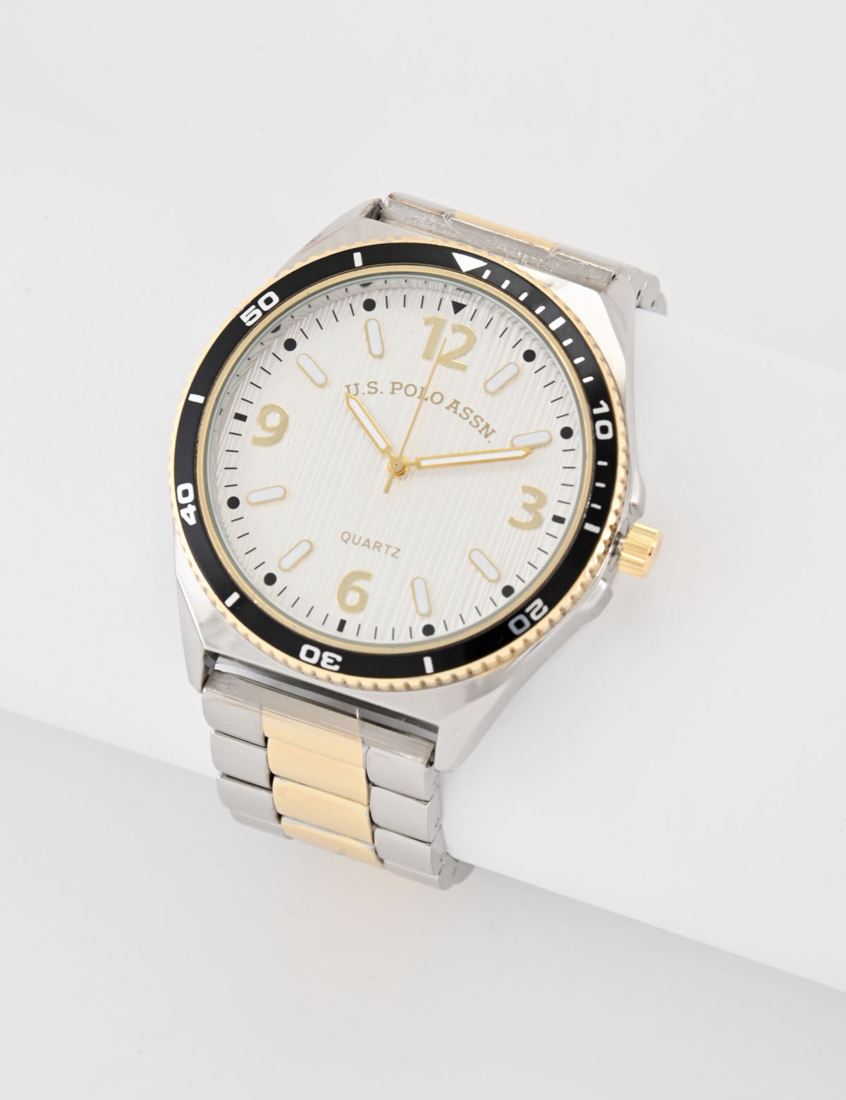Men's Two-Tone Silver & Gold Link Watch – Analog Stainless Steel