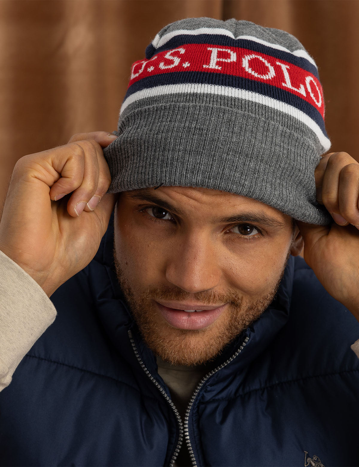 Men's Fleece Lined Beanie with Wordmark Design – Warm Winter Hat
