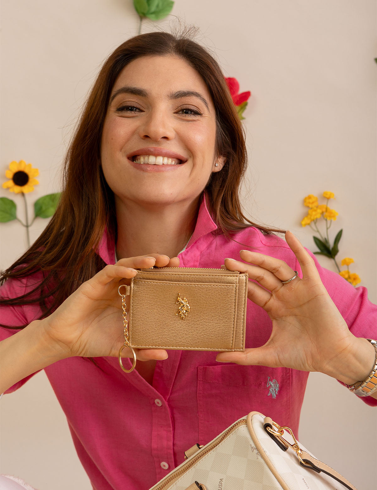Luxury Metallic Card Holder with Zipper & Key Ring – PU Leather