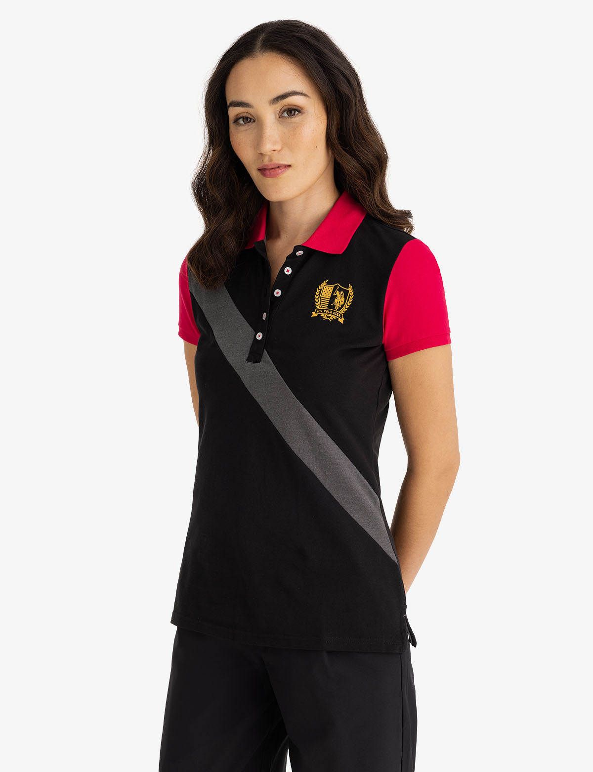 Men's Metallic Crest Sash Polo Shirt - Stylish & Breathable