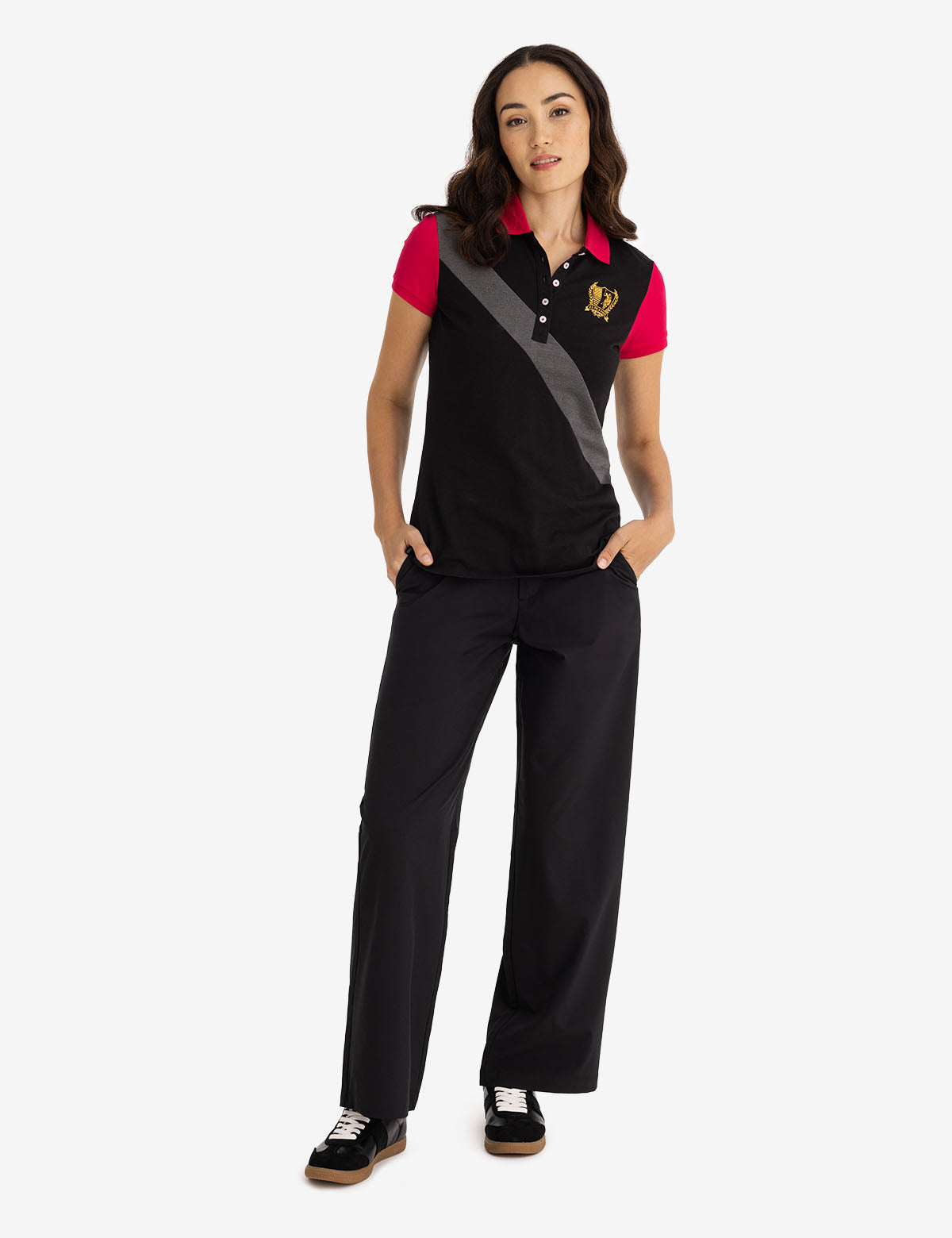 Men's Metallic Crest Sash Polo Shirt - Stylish & Breathable
