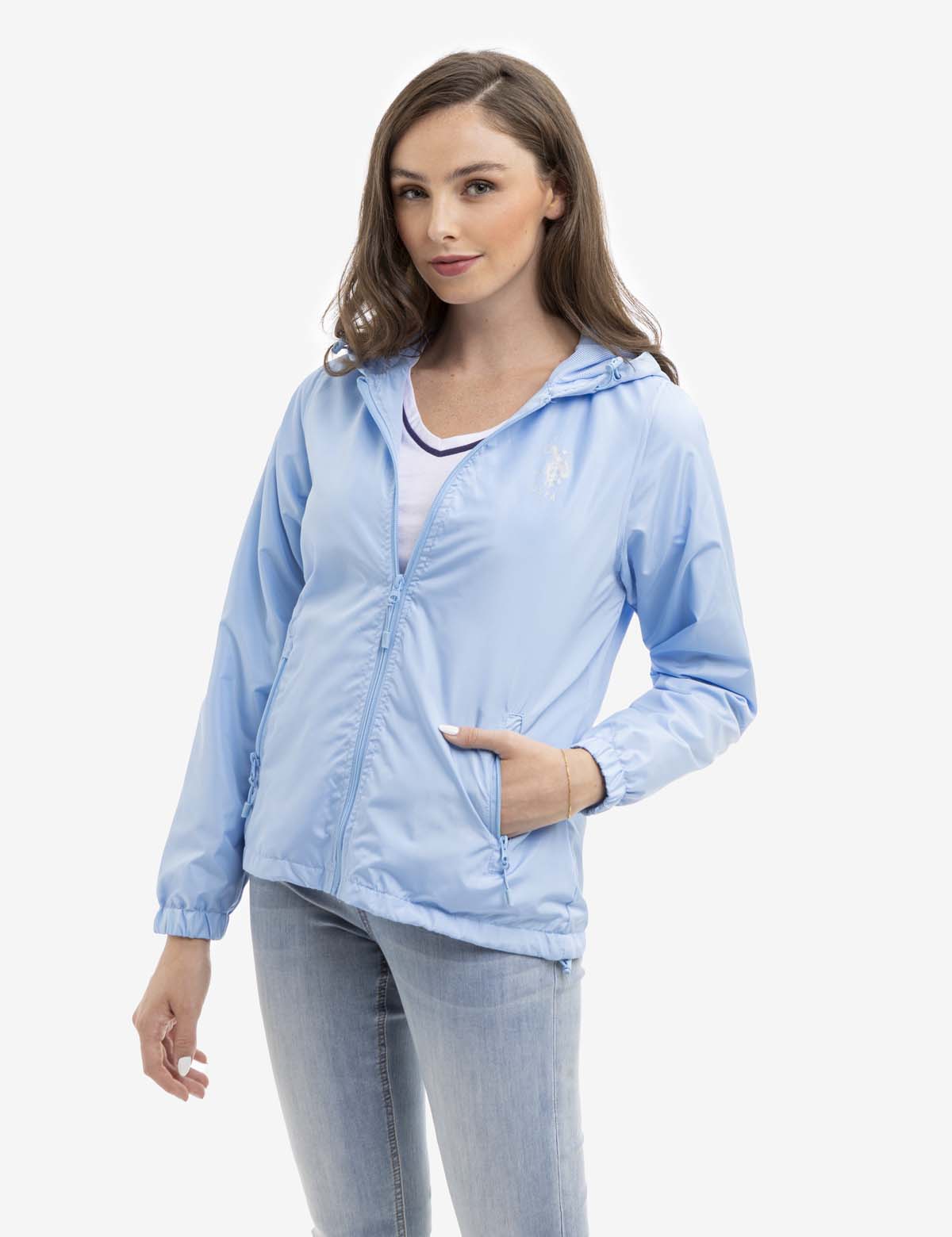 Metallic Logo Windbreaker Jacket – Lightweight & Stylish