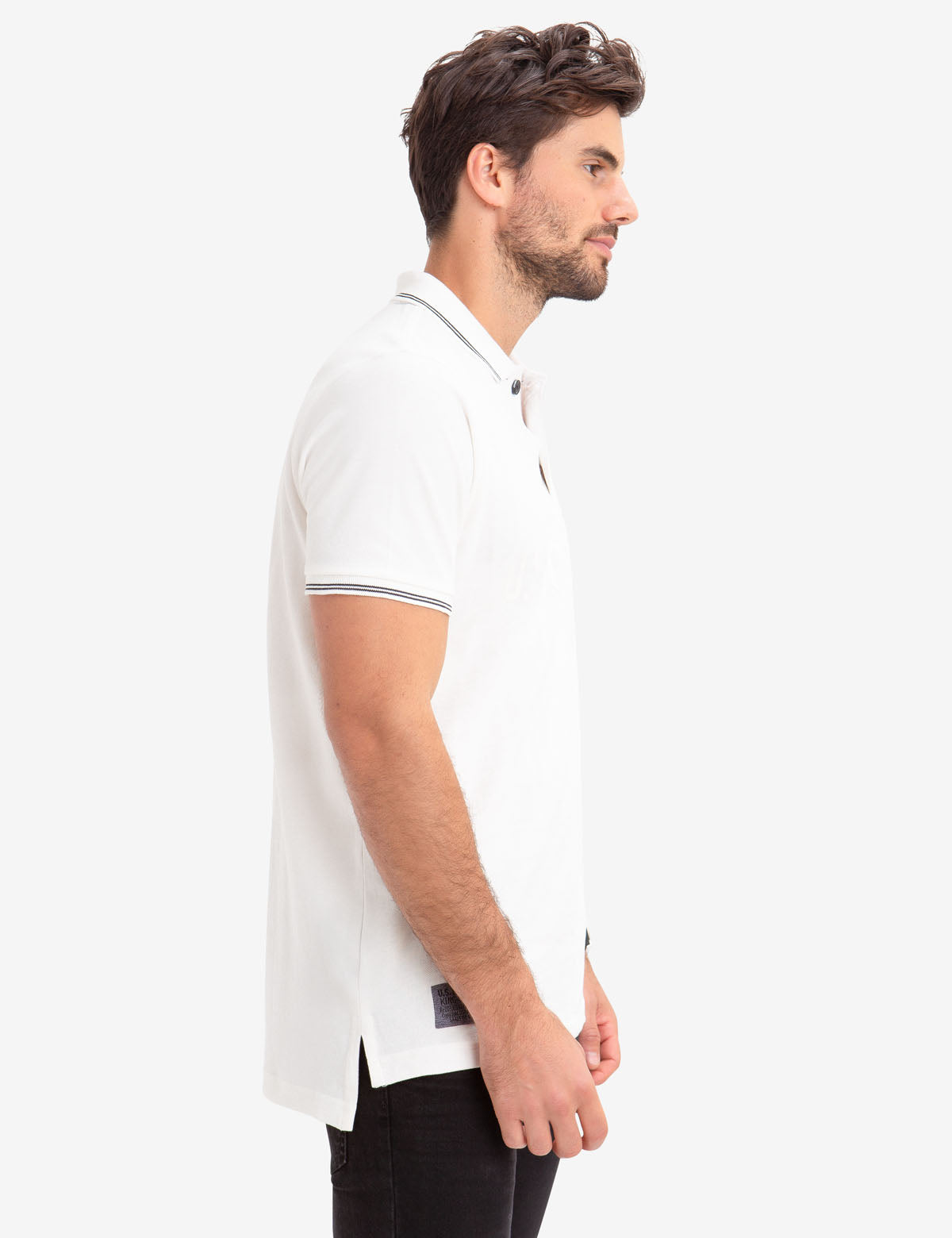 Men's Cotton Polo Shirt with Metallic Logo Print