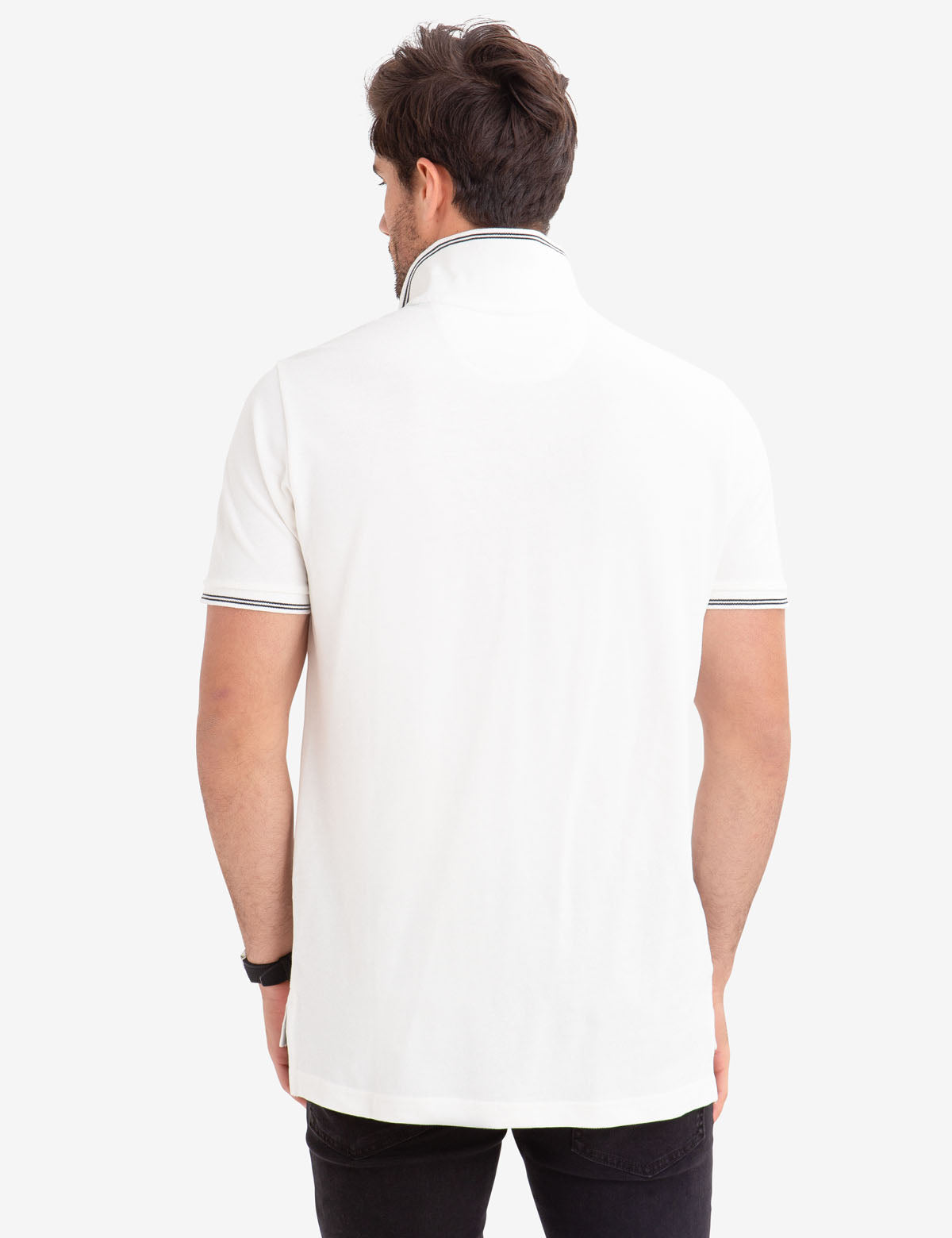 Men's Cotton Polo Shirt with Metallic Logo Print
