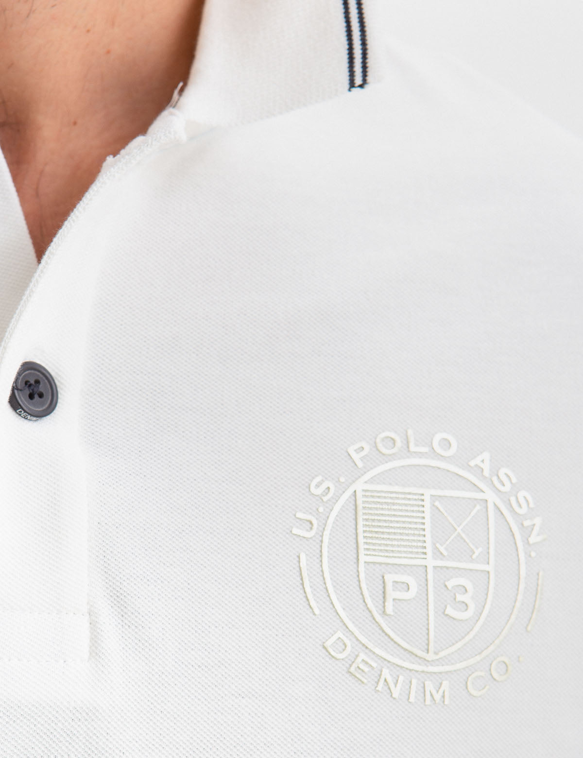 Men's Cotton Polo Shirt with Metallic Logo Print