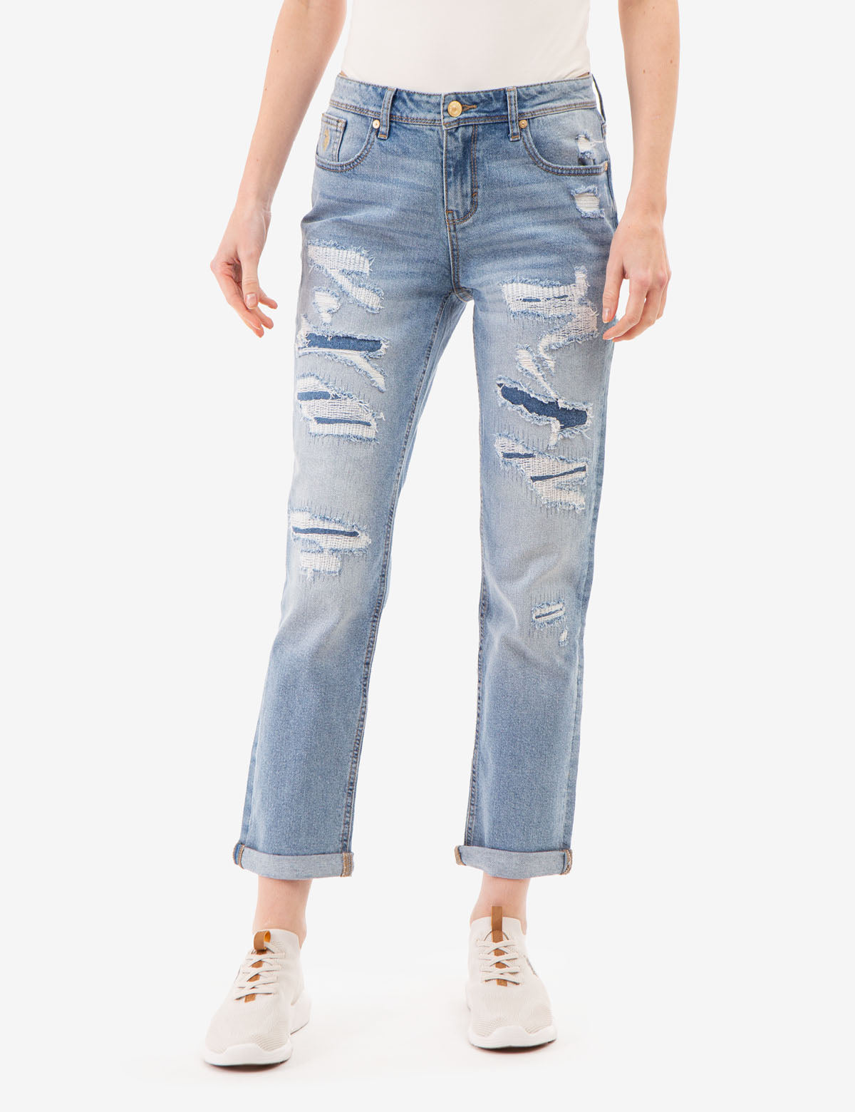 Women's Mid Rise Boyfriend Jeans - Relaxed Fit Denim