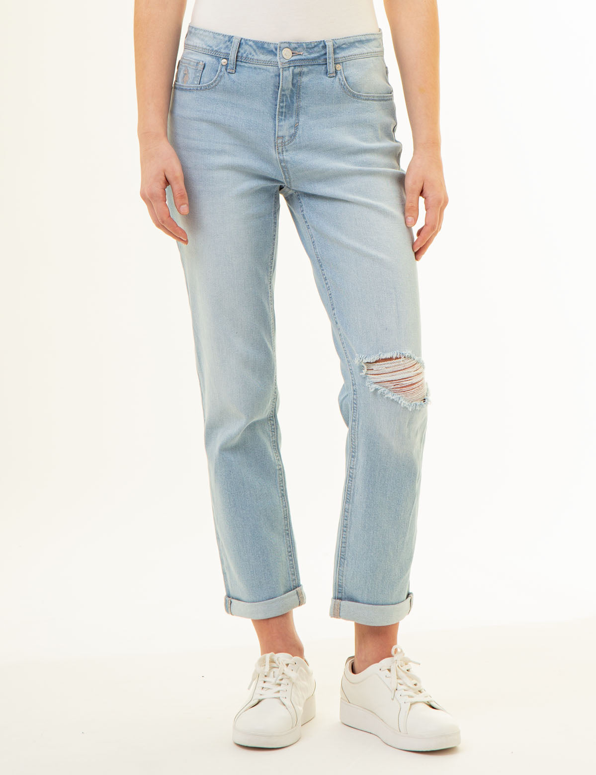 Women's Mid Rise Boyfriend Jeans - Relaxed Fit Denim