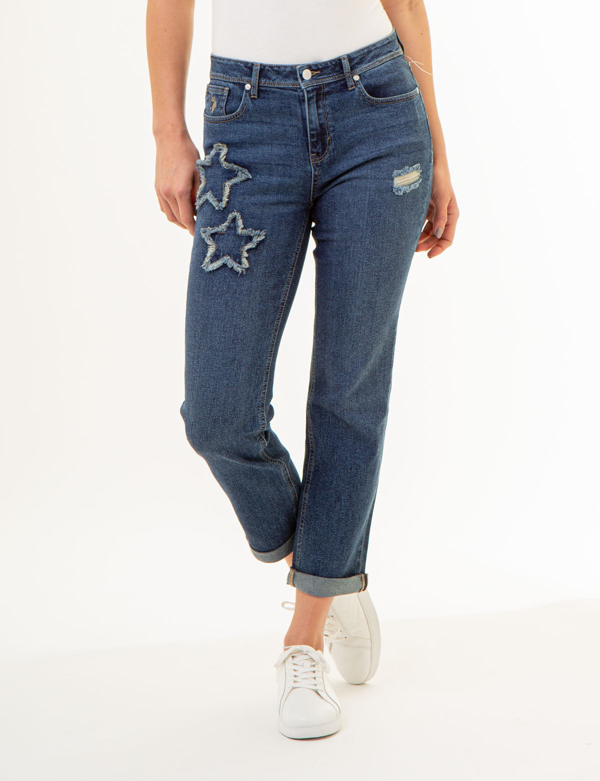 Women's Mid Rise Boyfriend Jeans - Relaxed Fit Denim