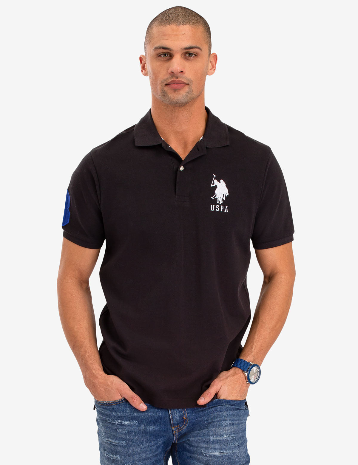 Men's Cotton Polo Shirt with Big Logo & Embroidered Design