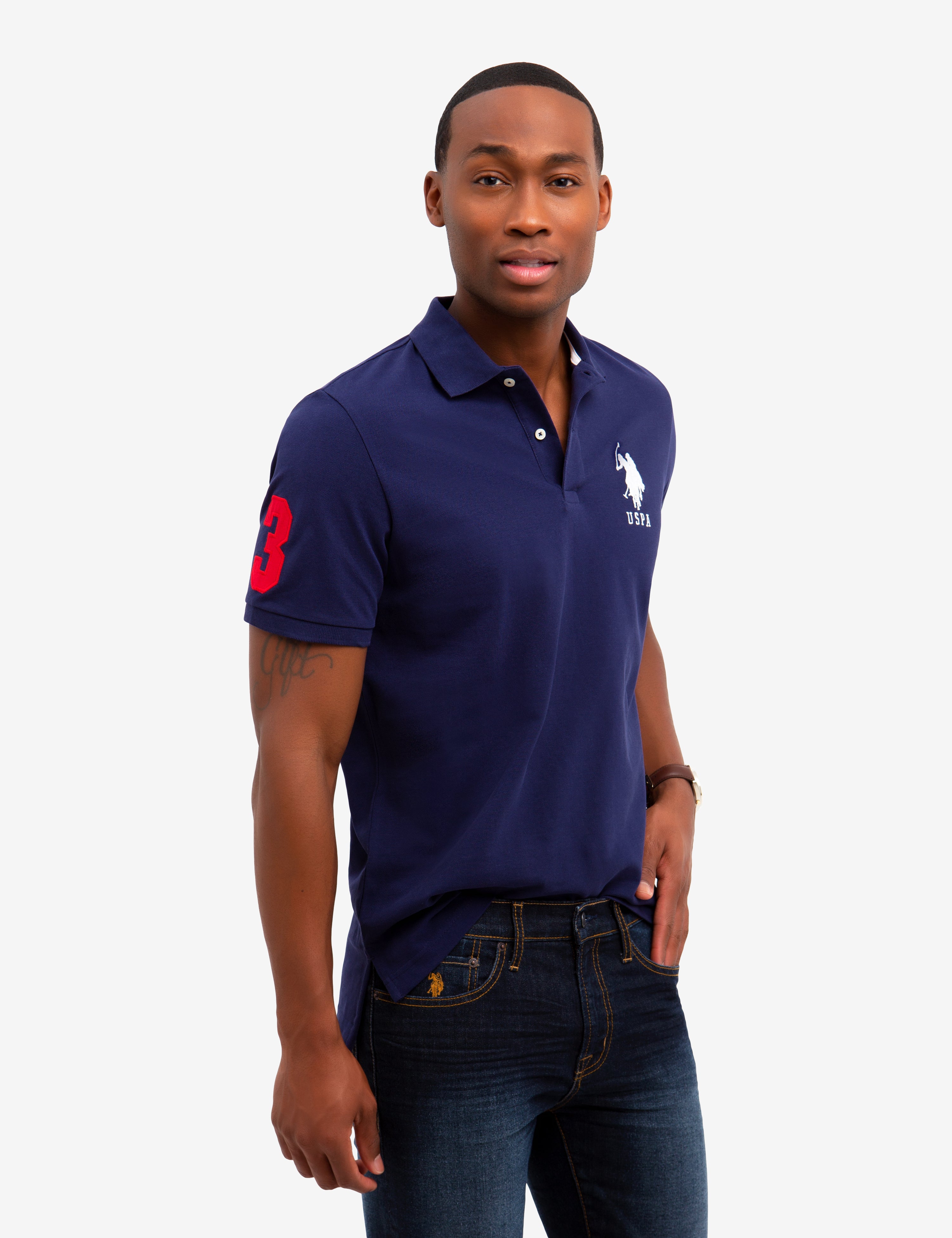 Men's Cotton Polo Shirt with Big Logo & Embroidered Design