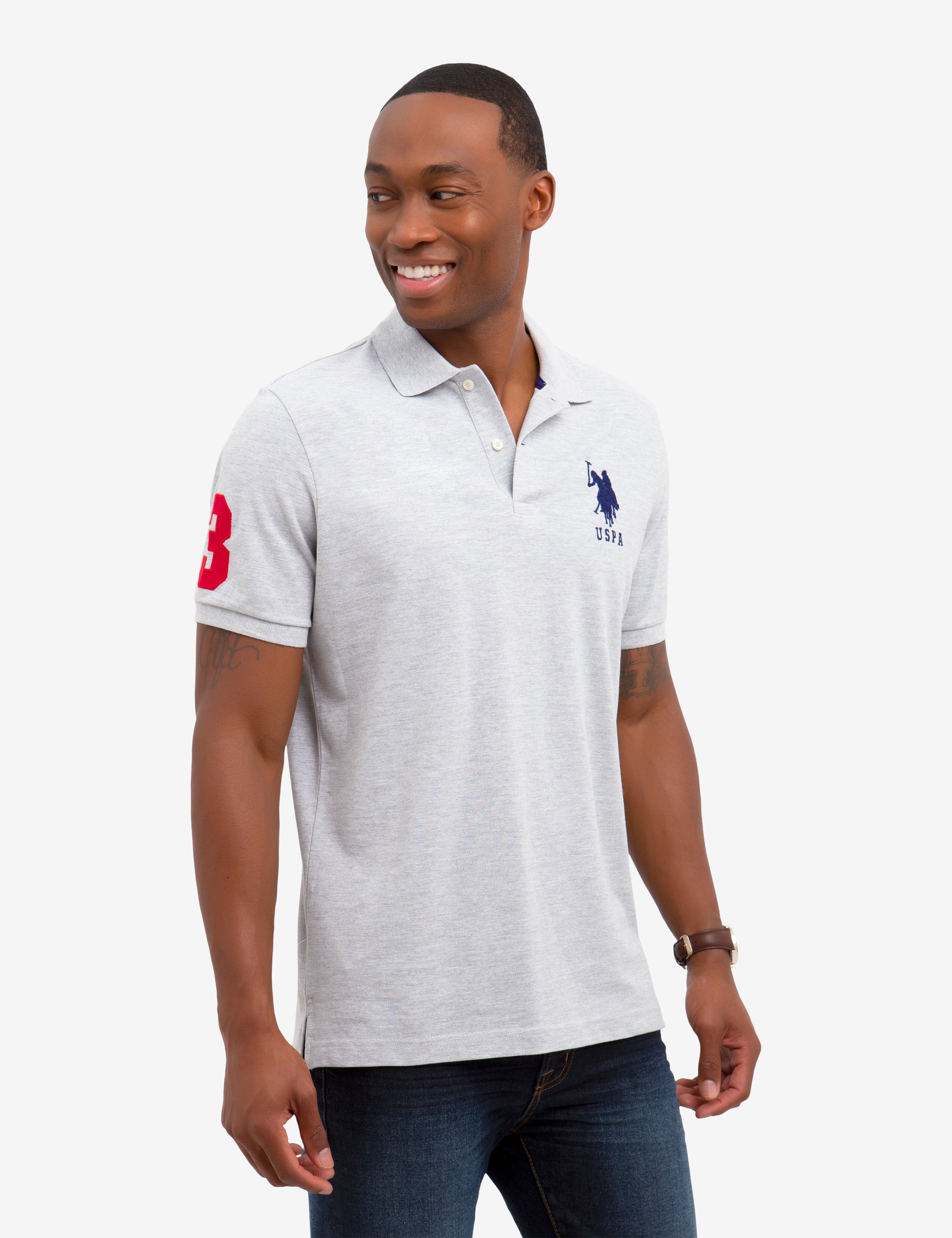 Men's Cotton Polo Shirt with Big Logo & Embroidered Design