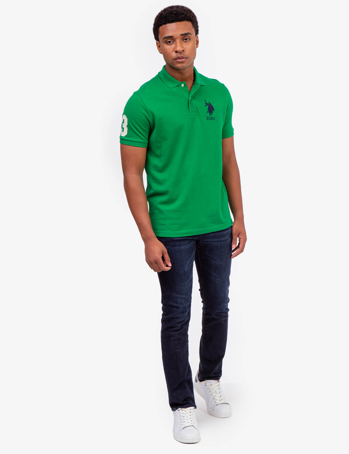 Men's Cotton Polo Shirt with Big Logo & Embroidered Design