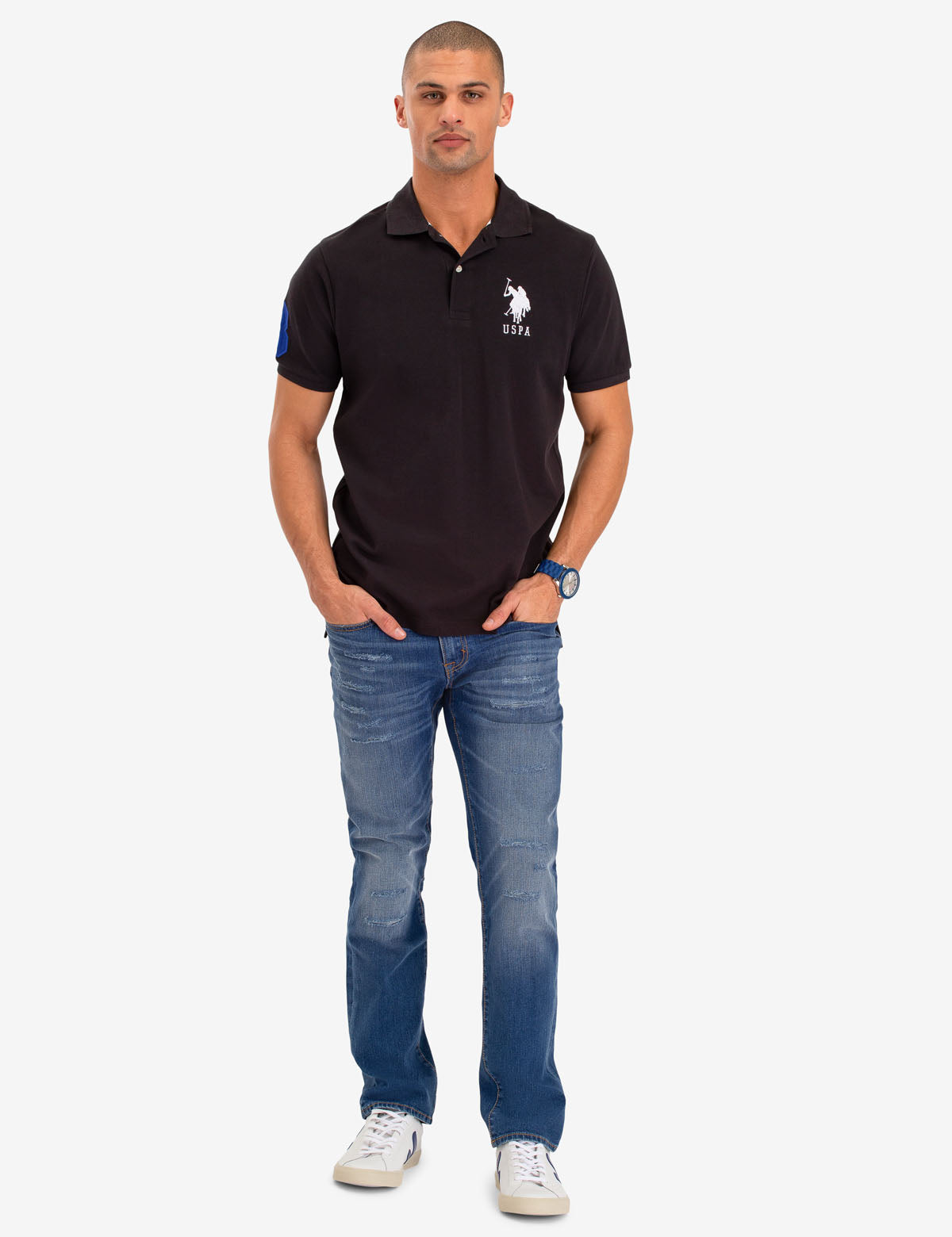 Men's Cotton Polo Shirt with Big Logo & Embroidered Design