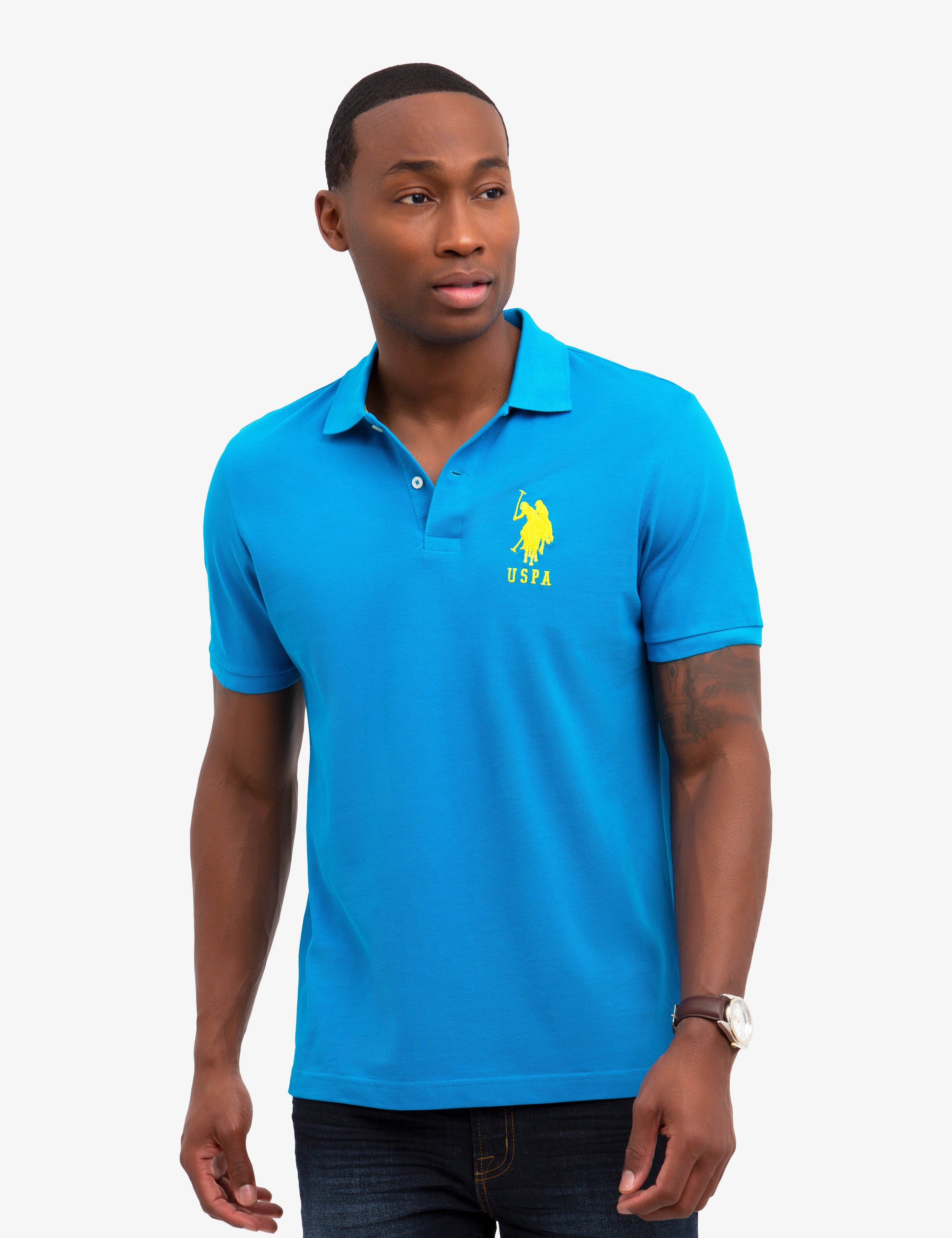 Men's Cotton Polo Shirt with Big Logo & Embroidered Design