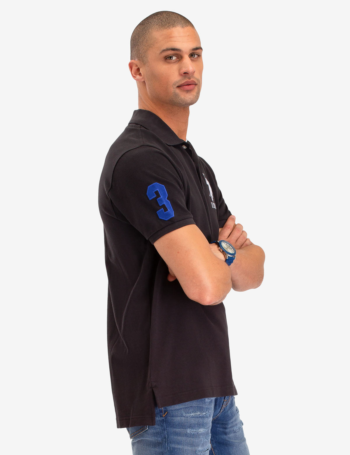 Men's Cotton Polo Shirt with Big Logo & Embroidered Design