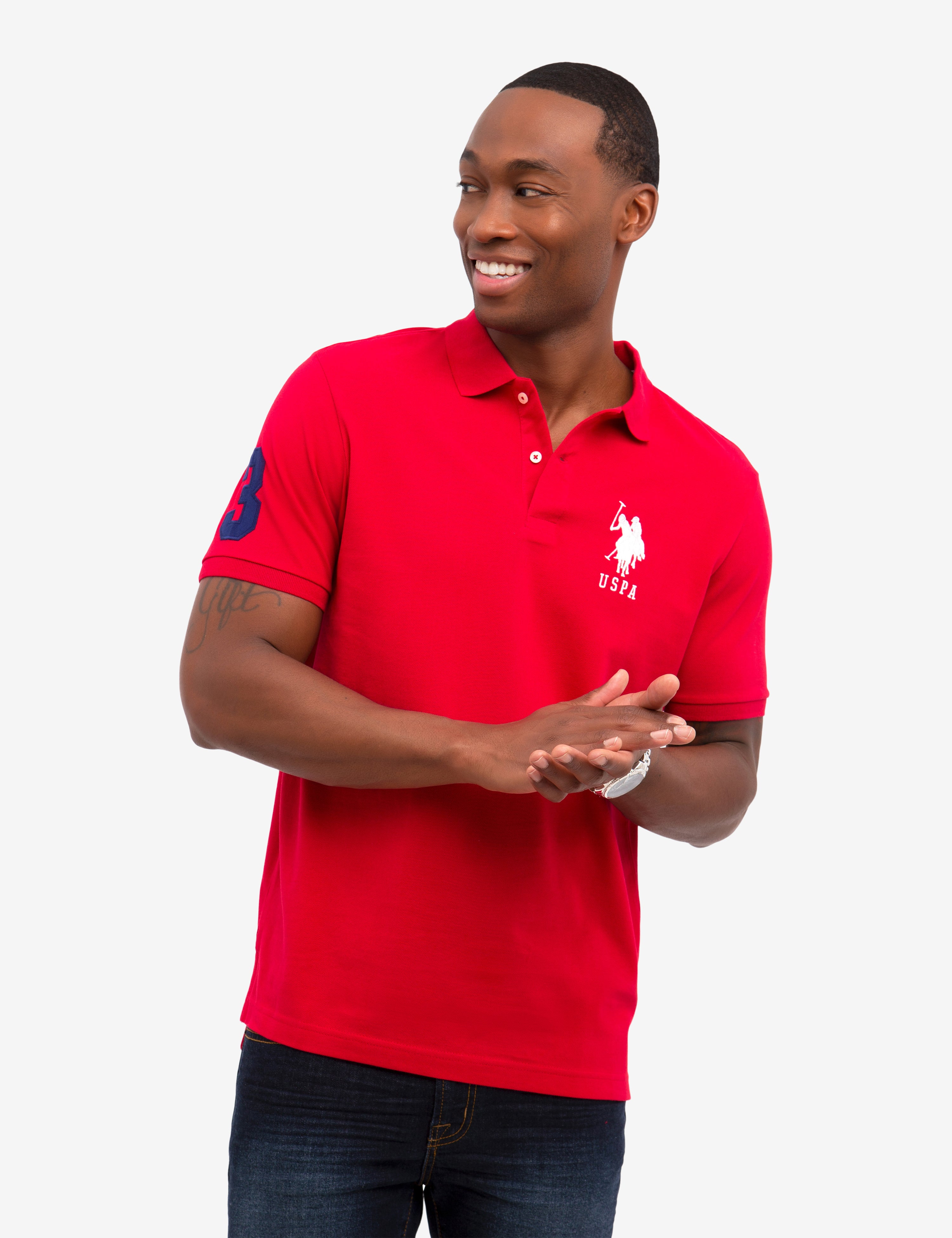 Men's Cotton Polo Shirt with Big Logo & Embroidered Design