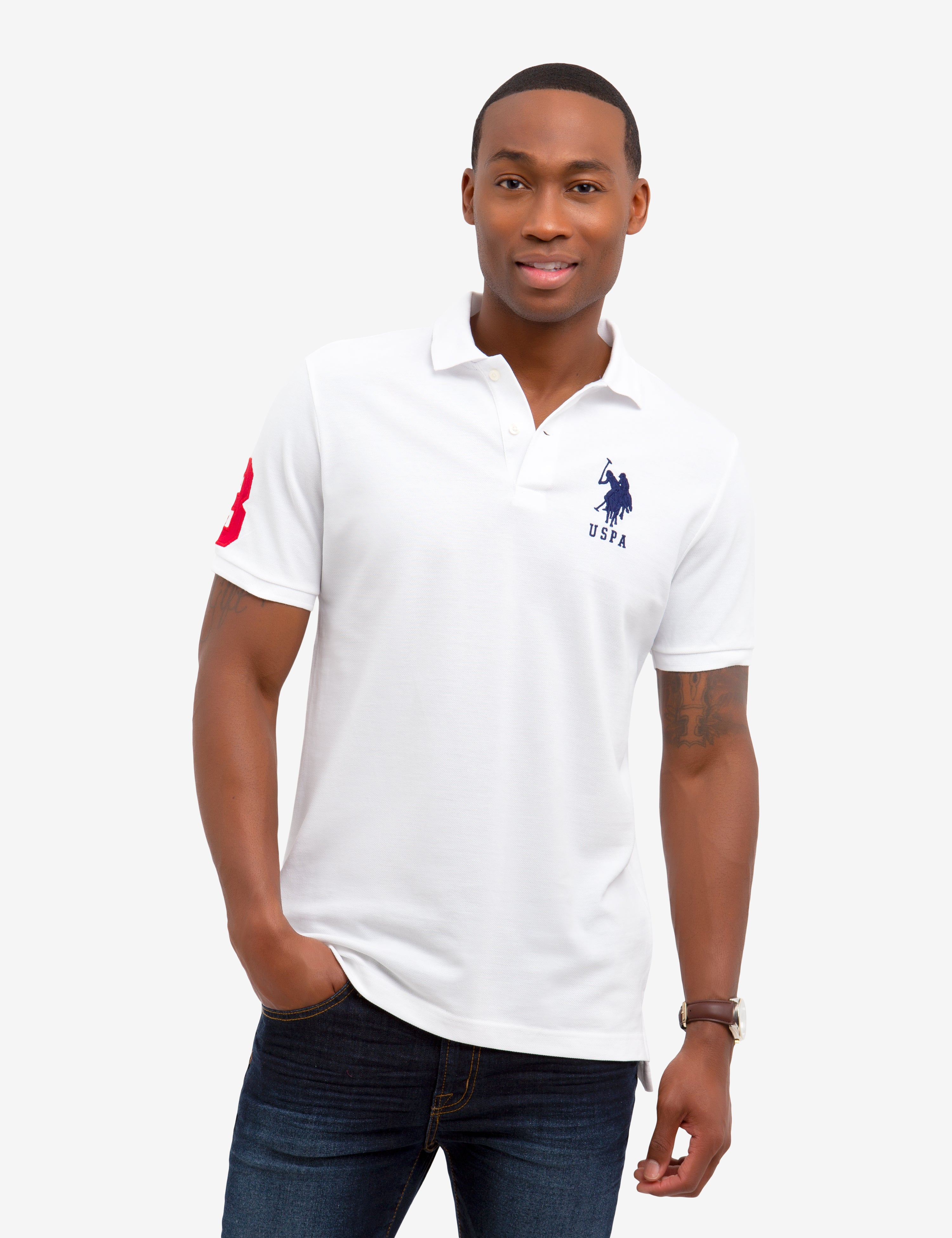 Men's Cotton Polo Shirt with Big Logo & Embroidered Design