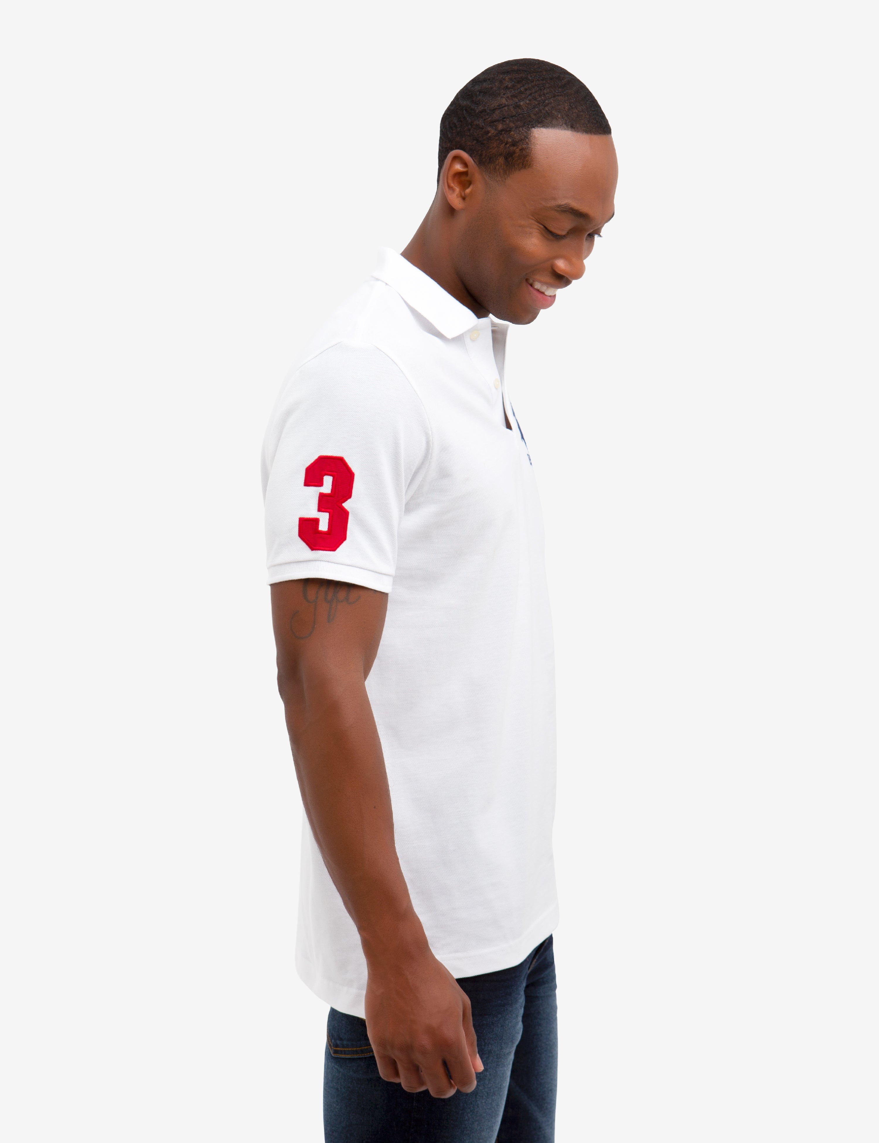 Men's Cotton Polo Shirt with Big Logo & Embroidered Design