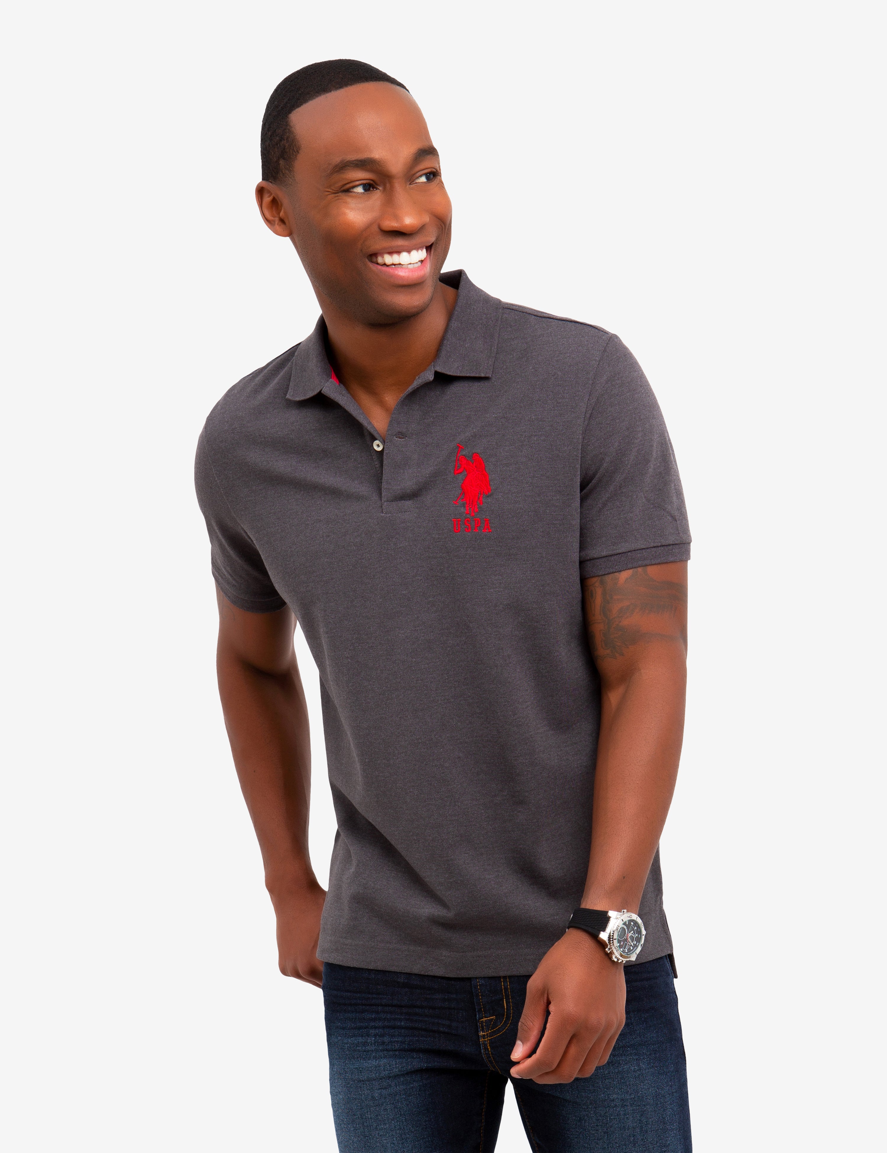 Men's Cotton Polo Shirt with Big Logo & Embroidered Design