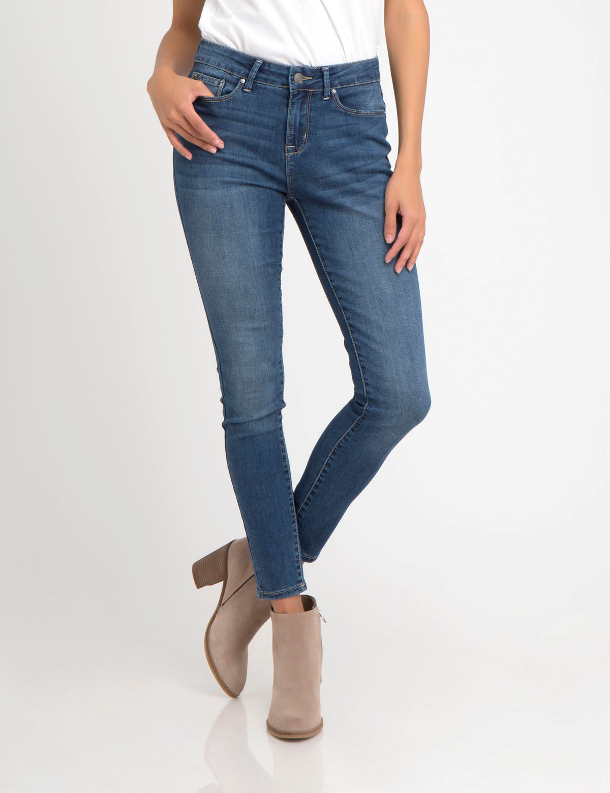 Women's Mid Rise Stretch Denim Jeggings - 5 Pocket Style