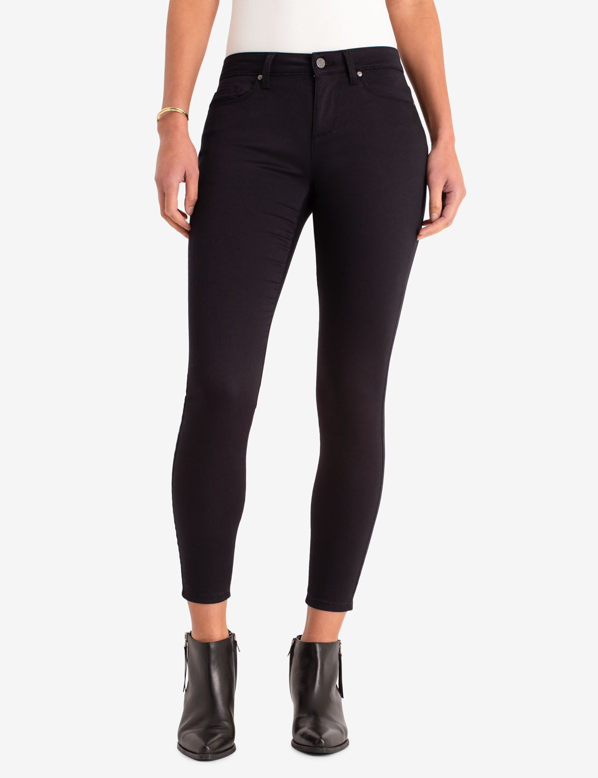 Women's Mid Rise Sateen Jeggings with Pockets - Cotton Blend Stretch Fit