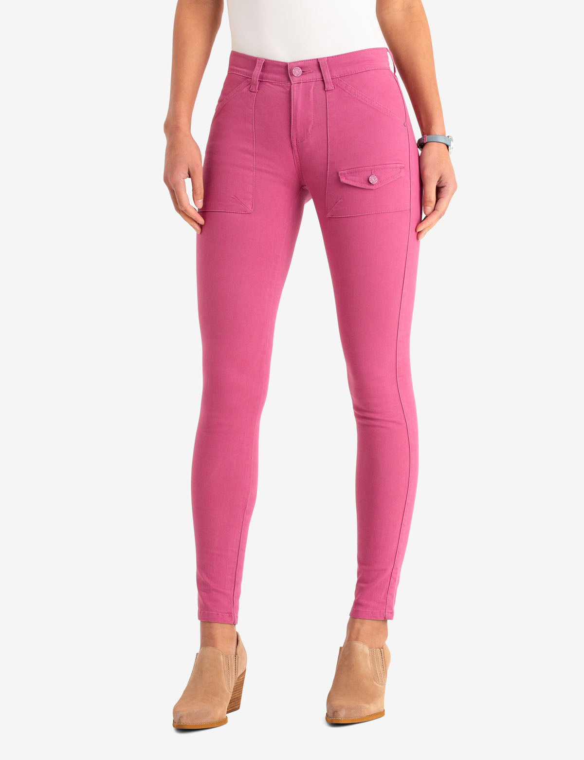 Women's Slim Fit Cargo Pants - Mid Rise Ankle Skinny Jeans