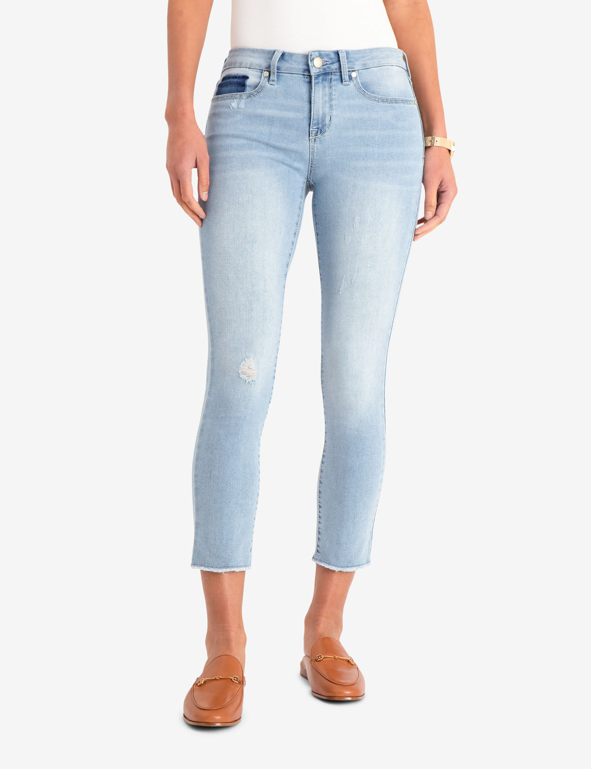 Light Wash Skinny Crop Jeans - Mid Rise Slim Fit