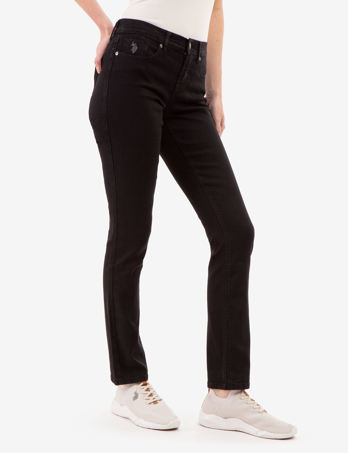 Women's Slim Straight Jeans - Mid Rise Denim Pants