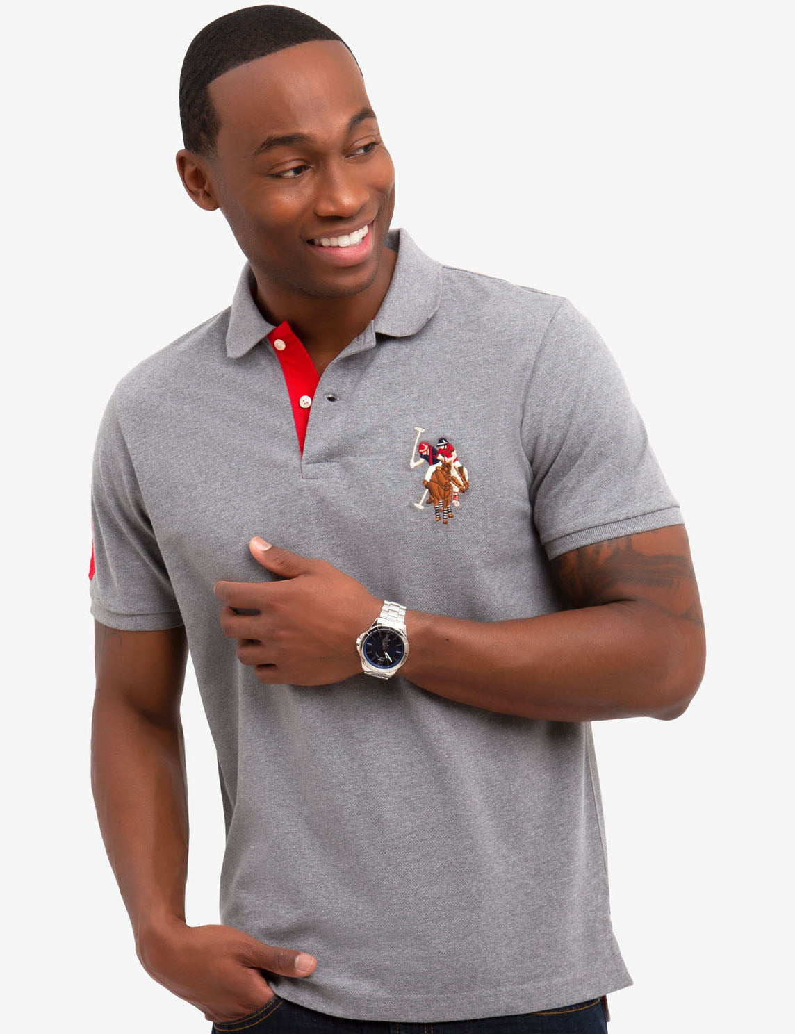 Men's Big Logo Polo Shirt - Multi Color Cotton Embroidered Design
