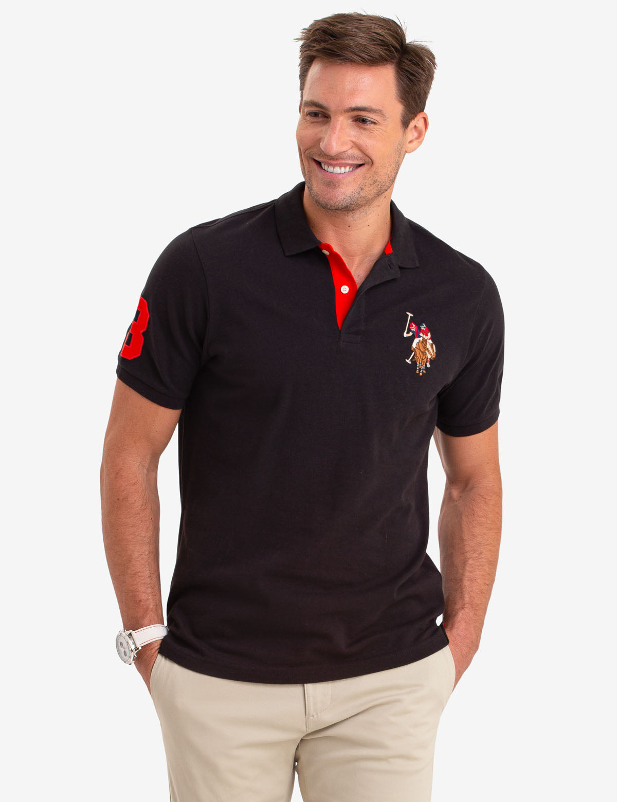 Men's Big Logo Polo Shirt - Multi Color Cotton Embroidered Design