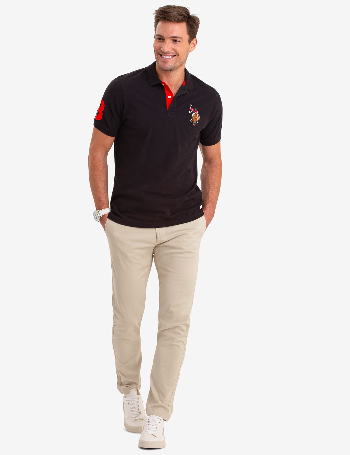 Men's Big Logo Polo Shirt - Multi Color Cotton Embroidered Design