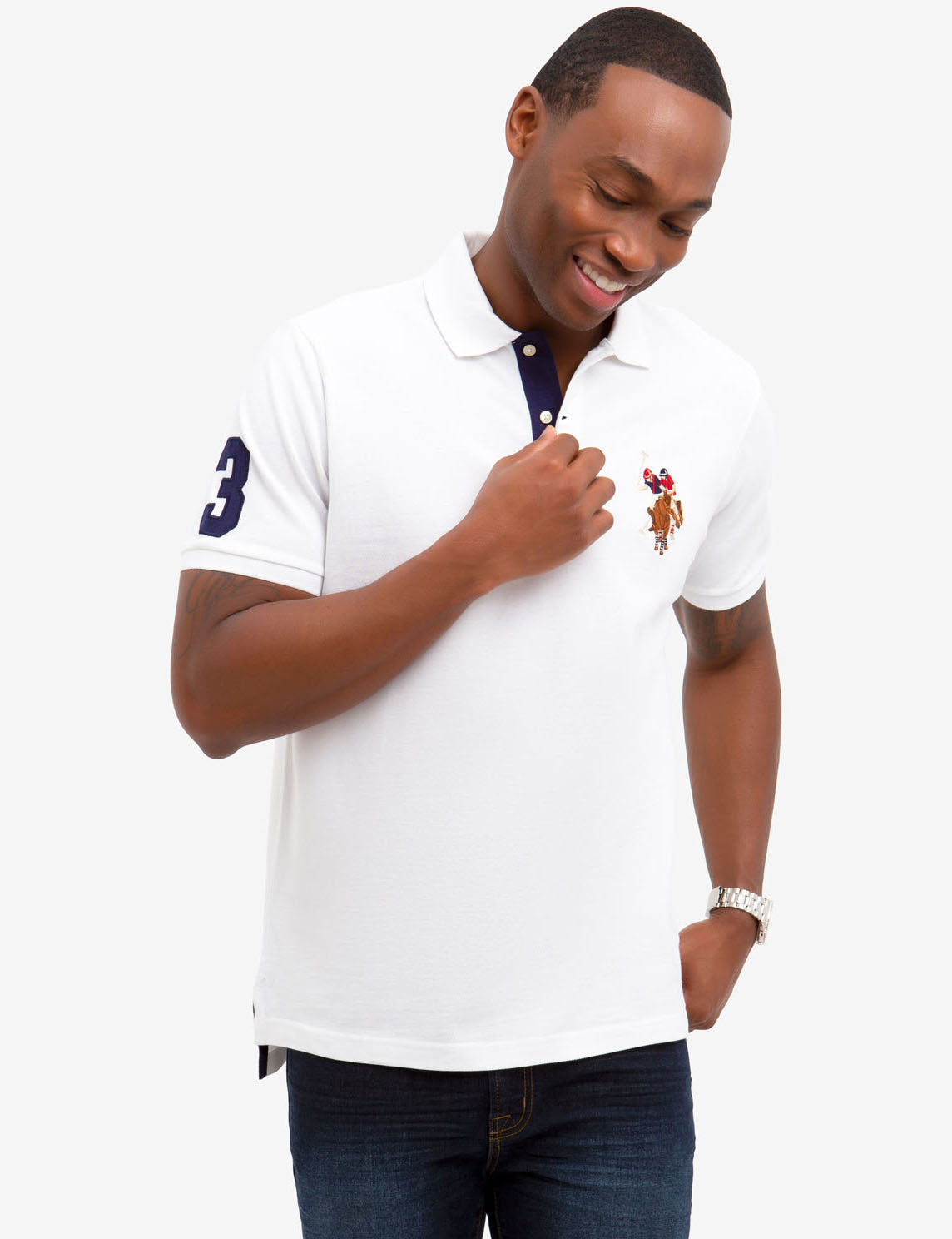 Men's Big Logo Polo Shirt - Multi Color Cotton Embroidered Design
