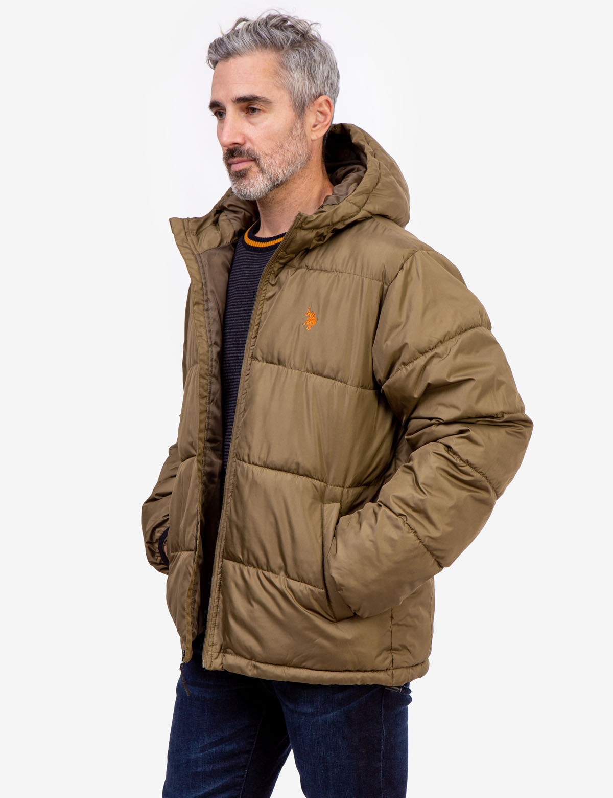Women's Hooded Puffer Jacket with Zip Front & Side Pockets