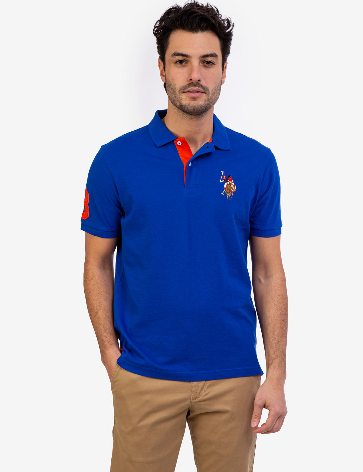 Colorful Embroidered Logo Polo Shirt for Men - Big Logo Design