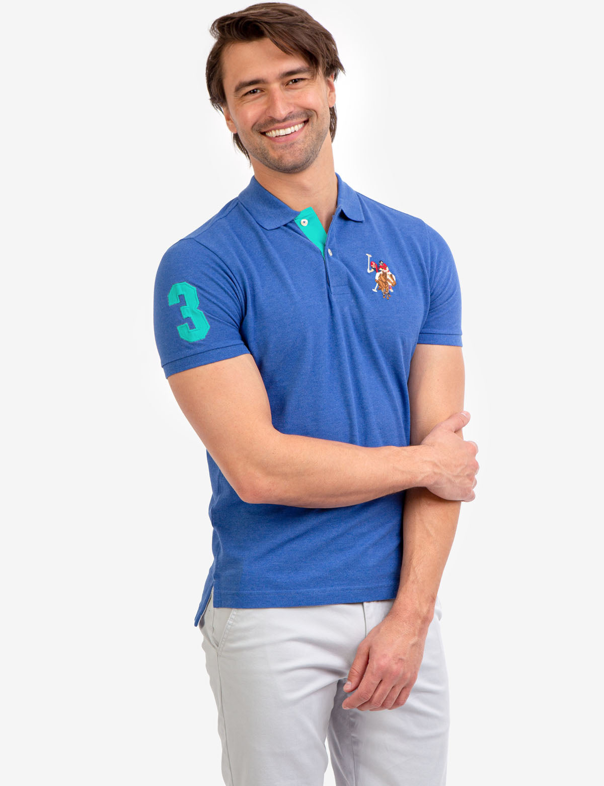 Colorful Embroidered Logo Polo Shirt for Men - Big Logo Design