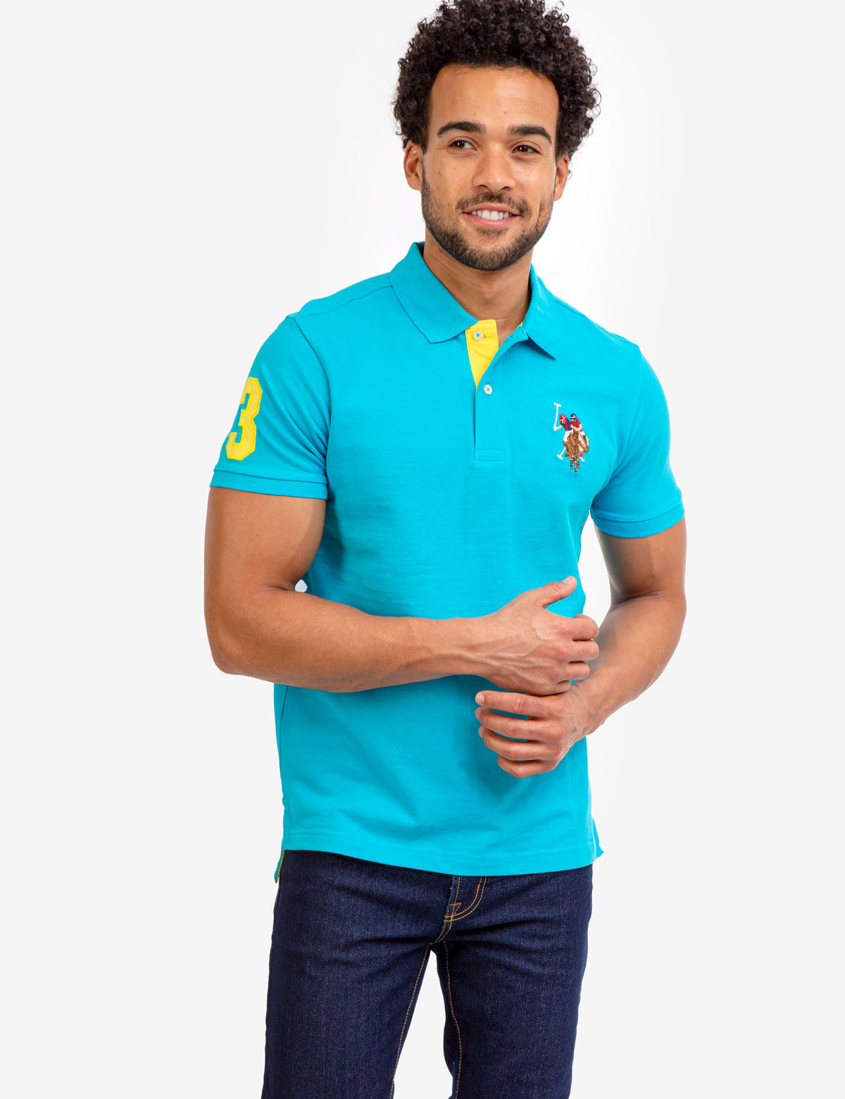 Colorful Embroidered Logo Polo Shirt for Men - Big Logo Design