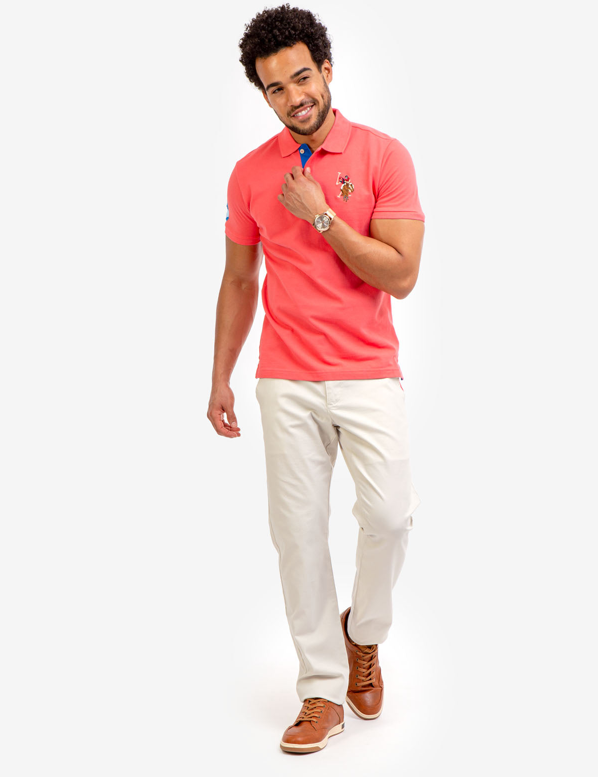 Colorful Embroidered Logo Polo Shirt for Men - Big Logo Design