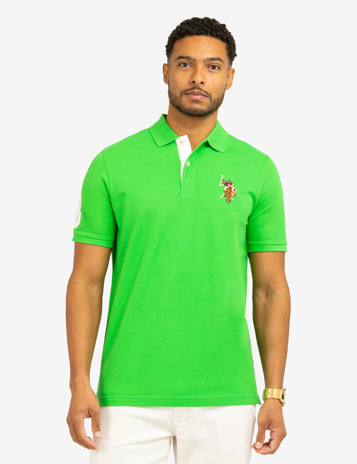 Colorful Embroidered Logo Polo Shirt for Men - Big Logo Design