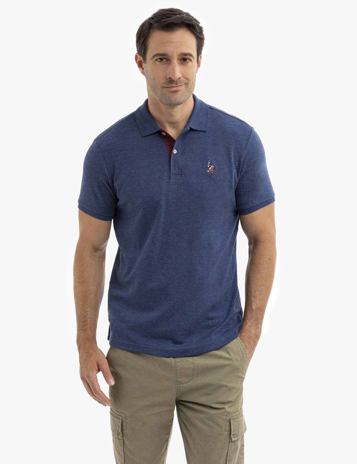 Men's Cotton Polo Shirt with Multicolor Logo - Classic Fit