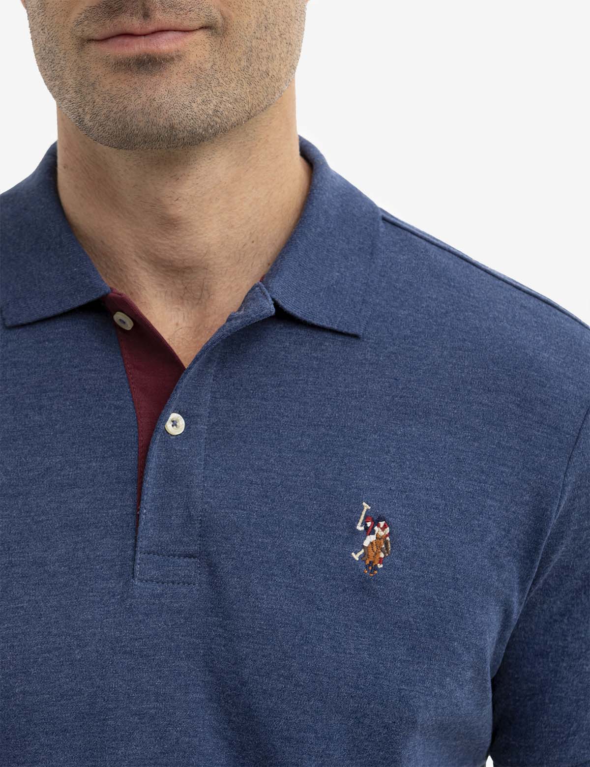 Men's Cotton Polo Shirt with Multicolor Logo - Classic Fit