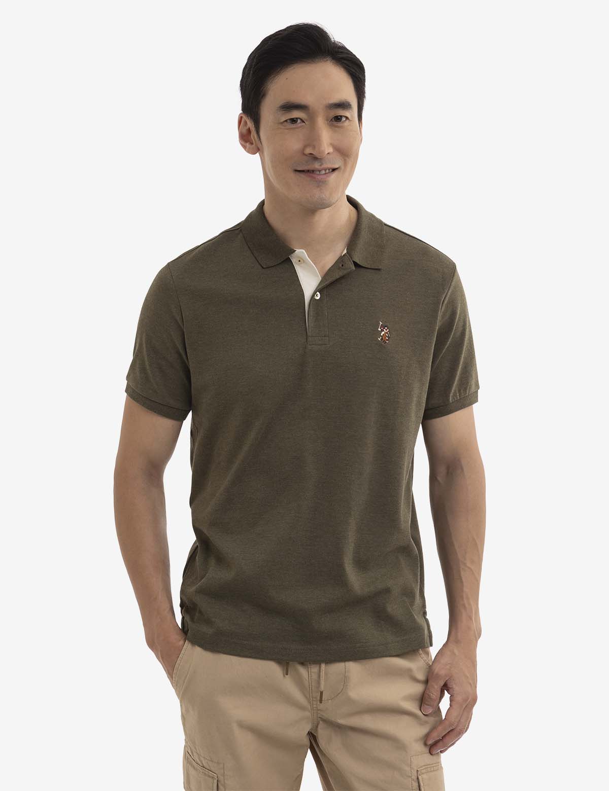 Men's Cotton Polo Shirt with Multicolor Logo - Classic Fit