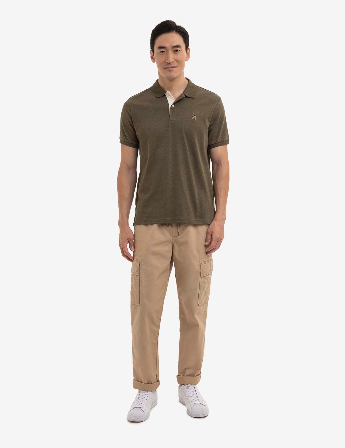 Men's Cotton Polo Shirt with Multicolor Logo - Classic Fit