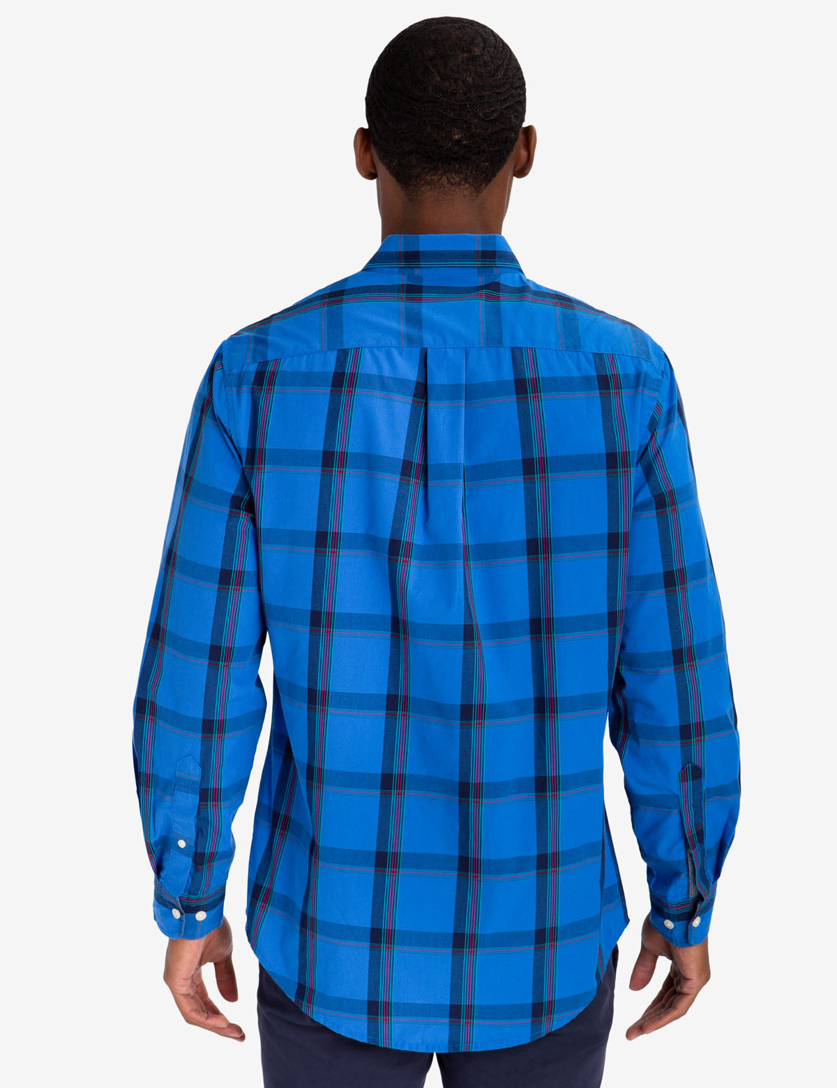 Men's Multi-Color Plaid Cotton Poplin Shirt with Embroidered Logo