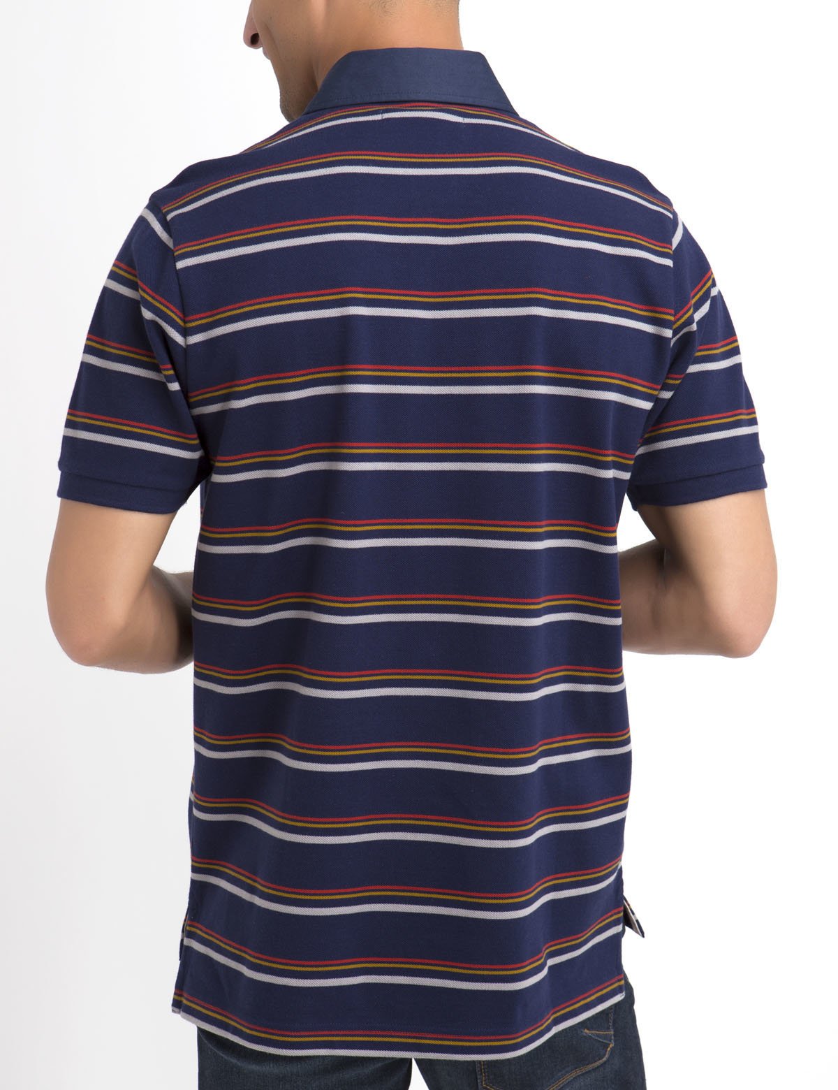 Men's Multi-Striped Cotton Polo Shirt