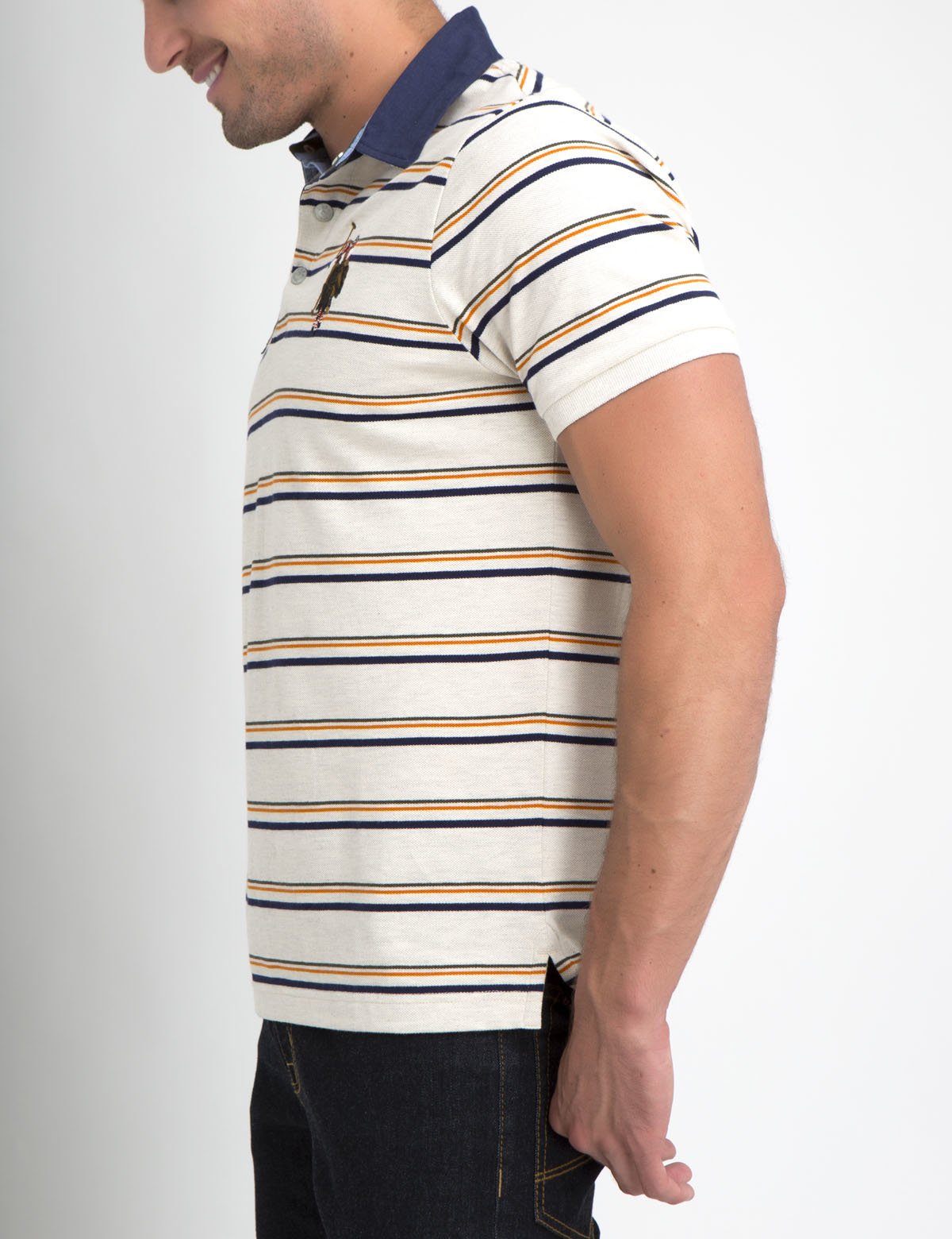 Men's Multi-Striped Cotton Polo Shirt