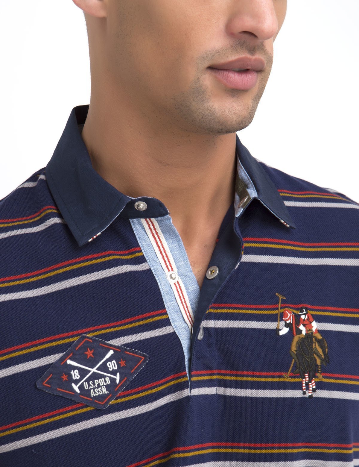 Men's Multi-Striped Cotton Polo Shirt