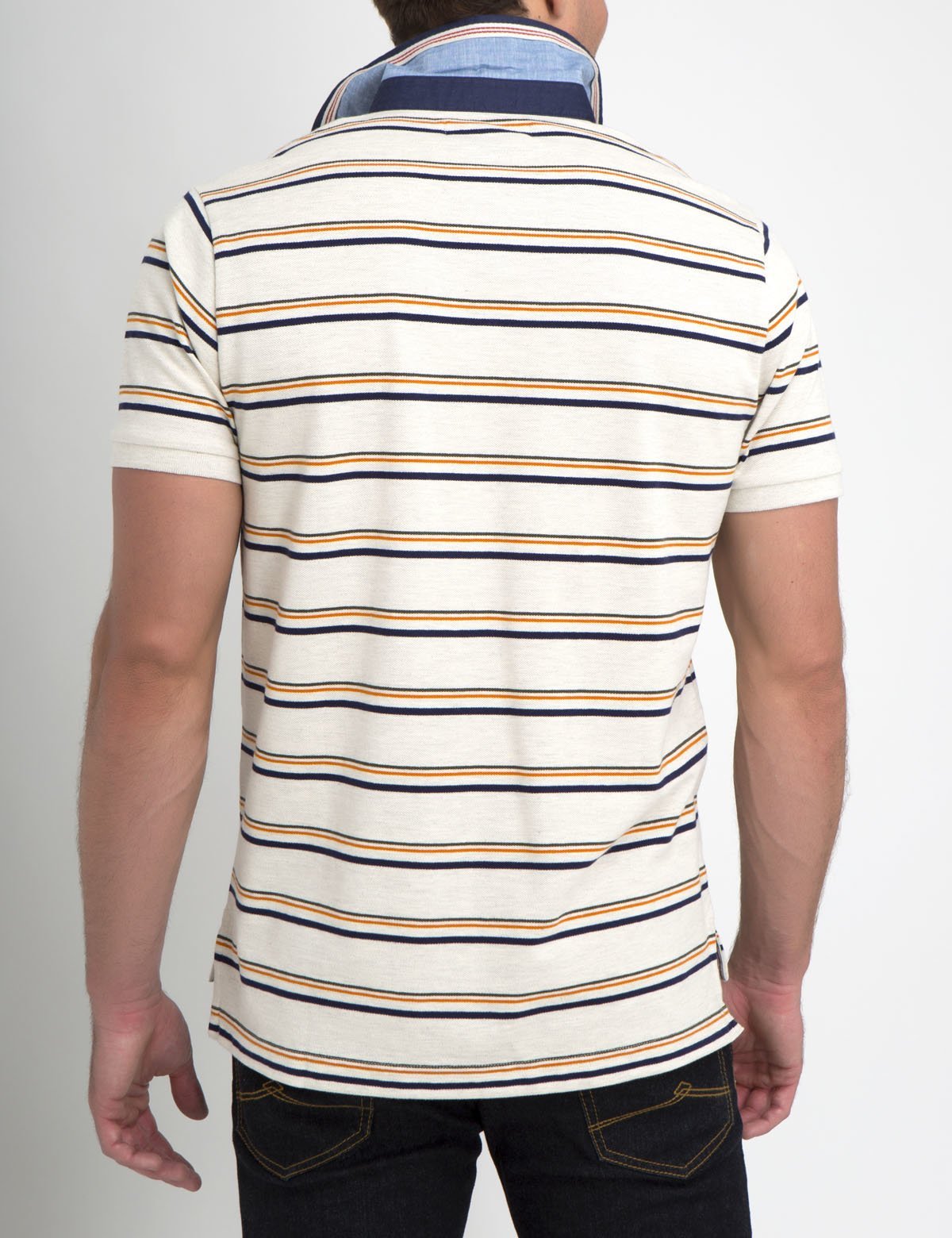Men's Multi-Striped Cotton Polo Shirt