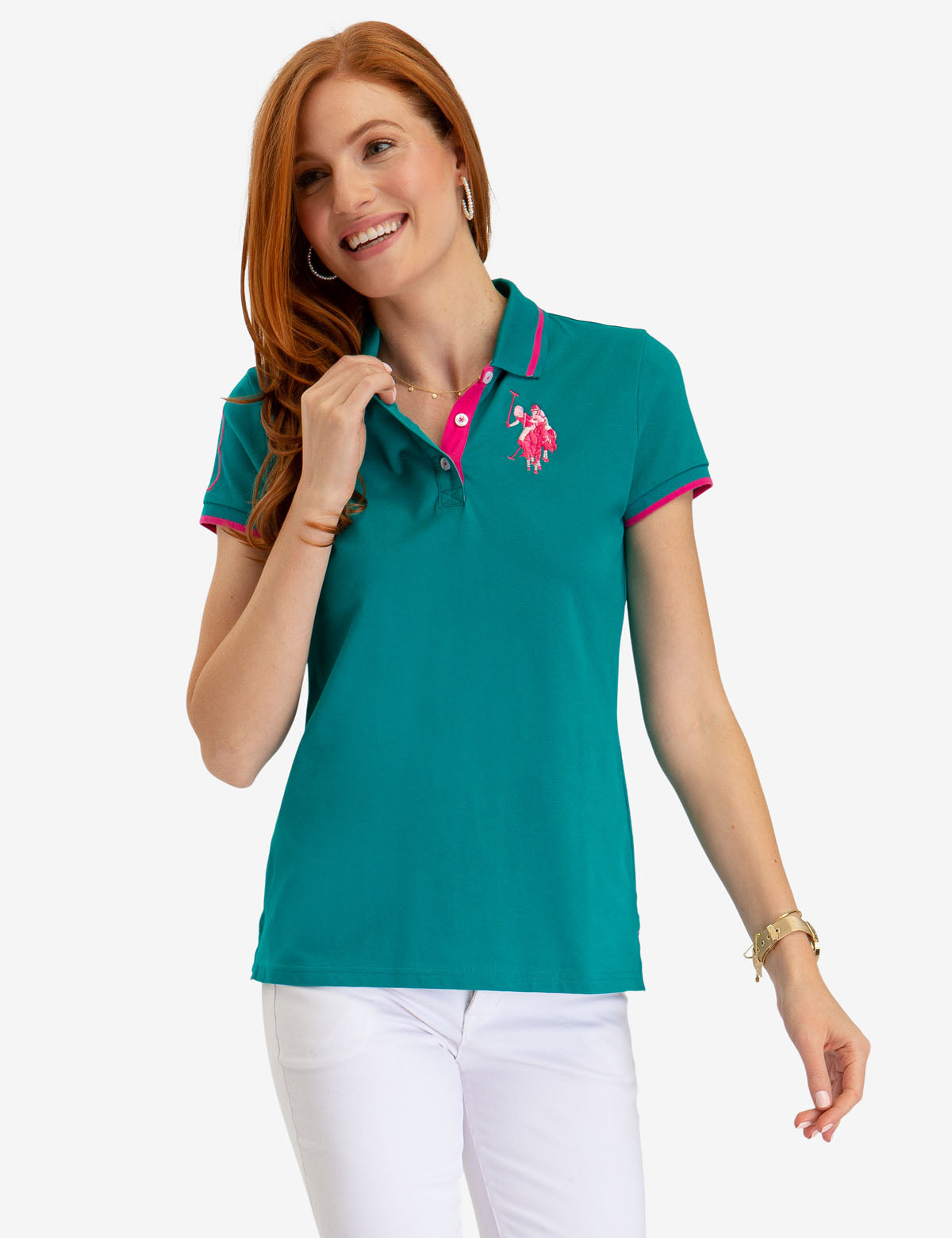 Men's Multi-Tonal Polo Shirt with Big Logo & Contrast Stitching