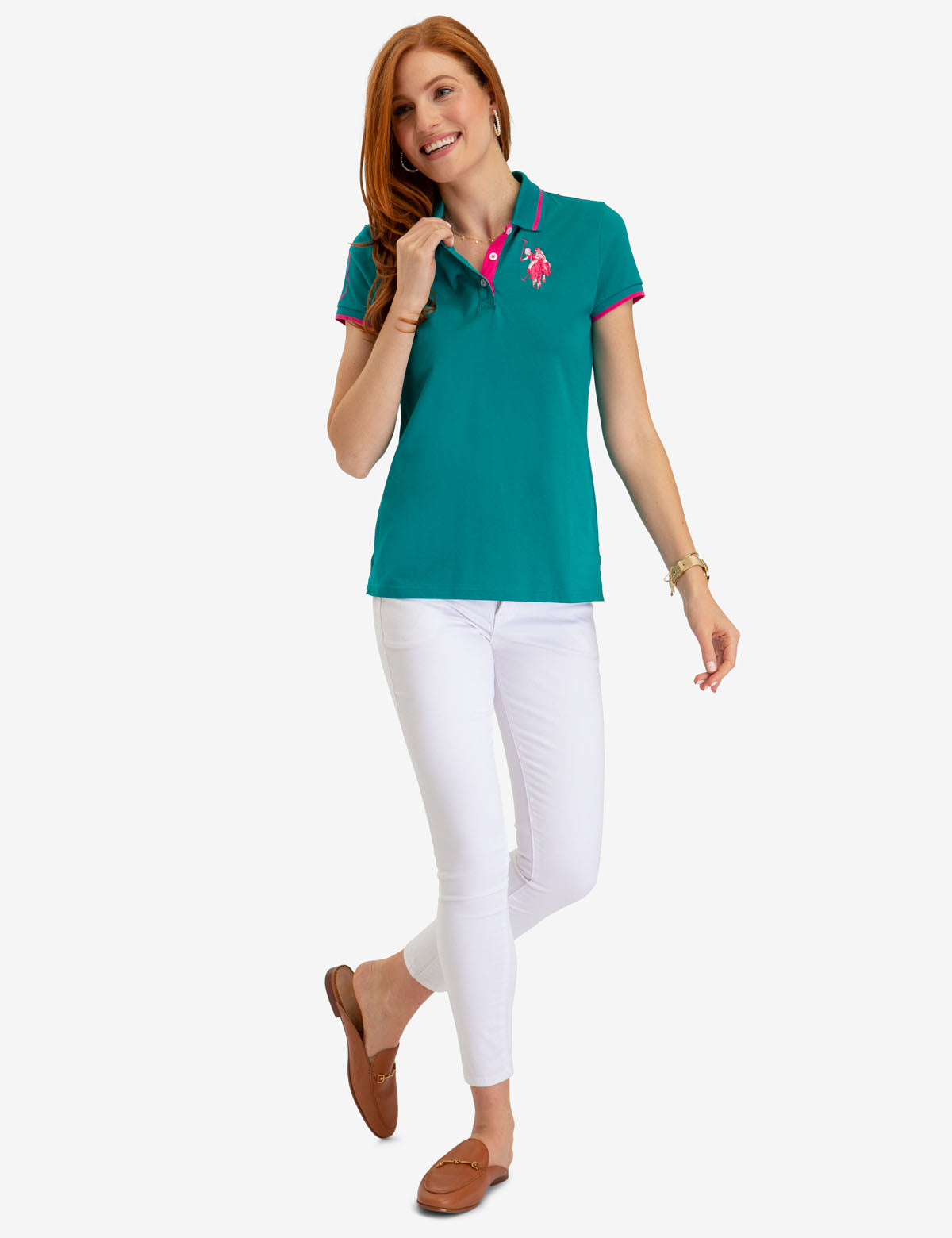 Men's Multi-Tonal Polo Shirt with Big Logo & Contrast Stitching